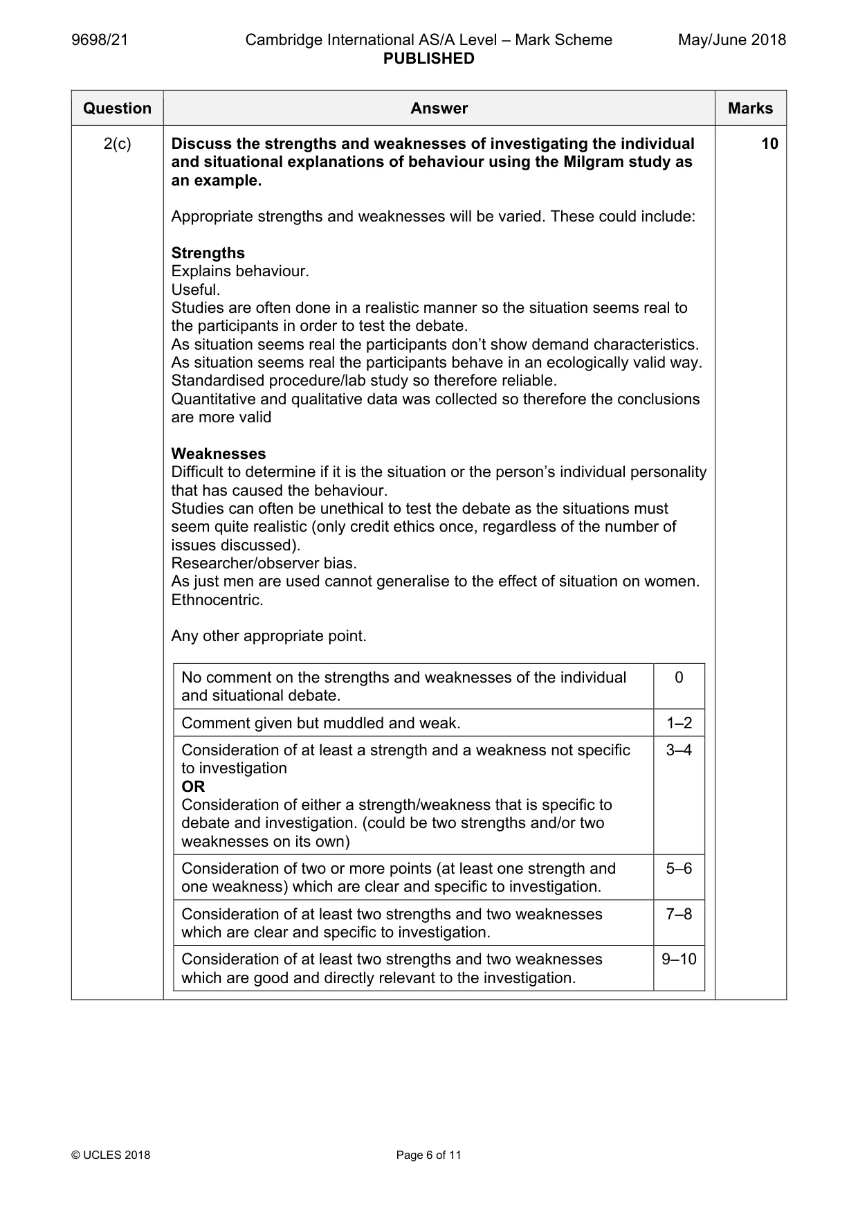 Mark scheme, page 6 of 11