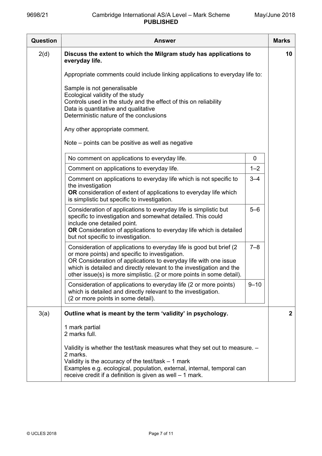 Mark scheme, page 7 of 11