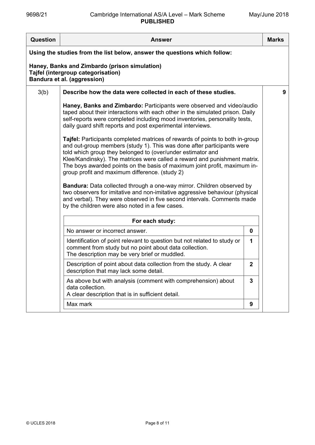 Mark scheme, page 8 of 11