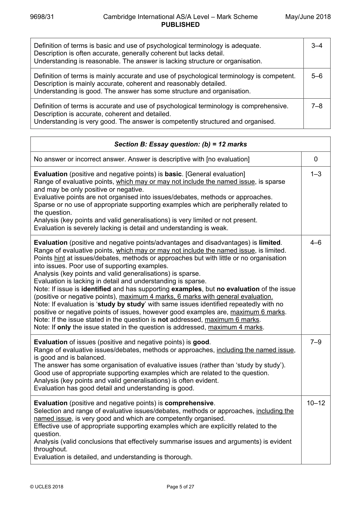 Mark scheme, page 5 of 27