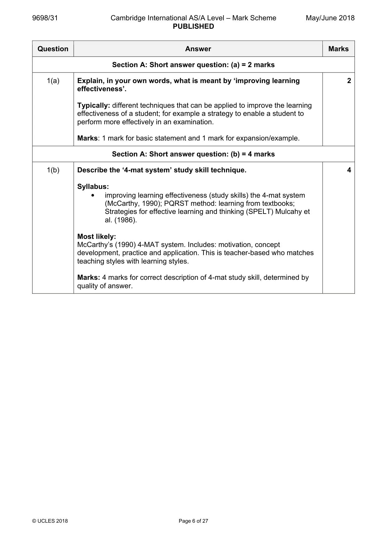Mark scheme, page 6 of 27