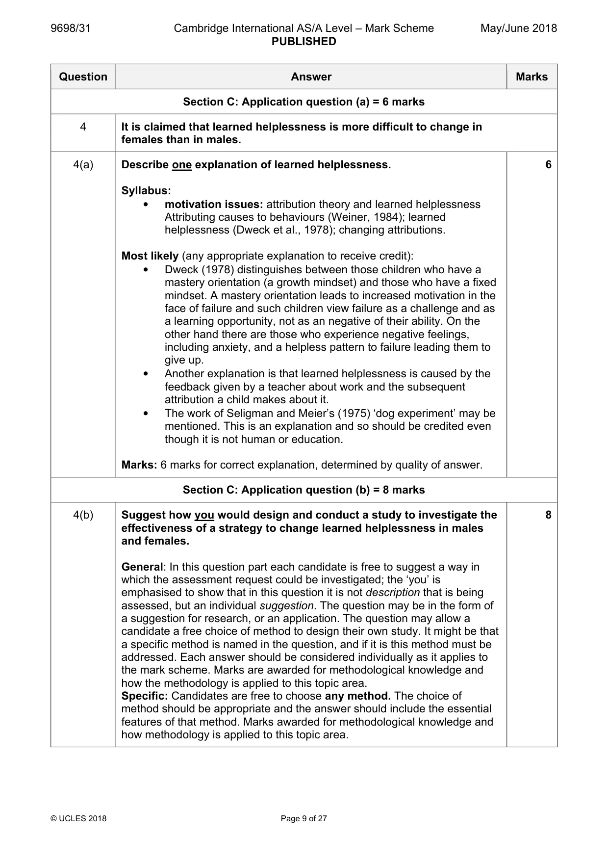 Mark scheme, page 9 of 27