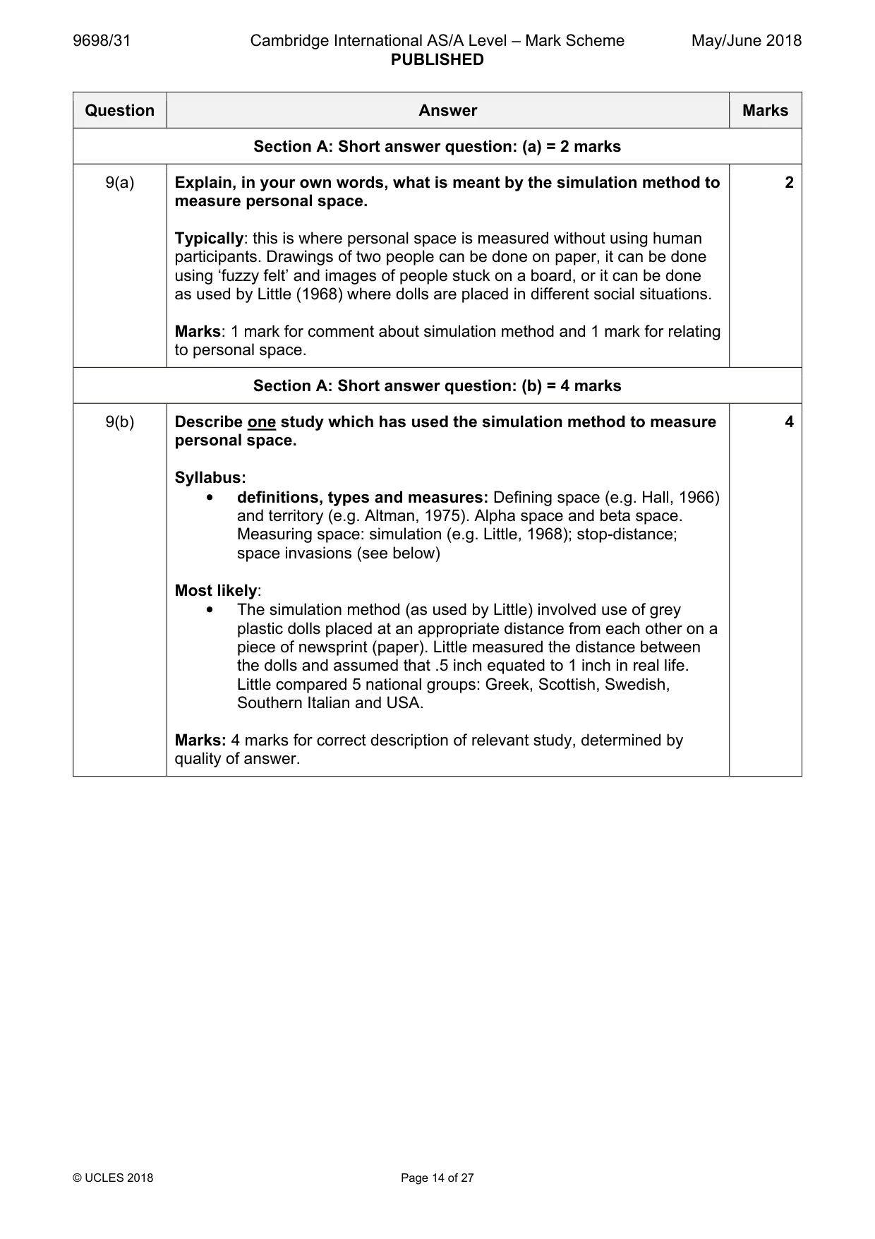 Mark scheme, page 14 of 27
