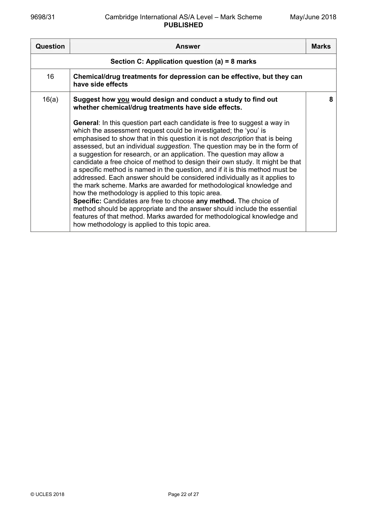 Mark scheme, page 22 of 27