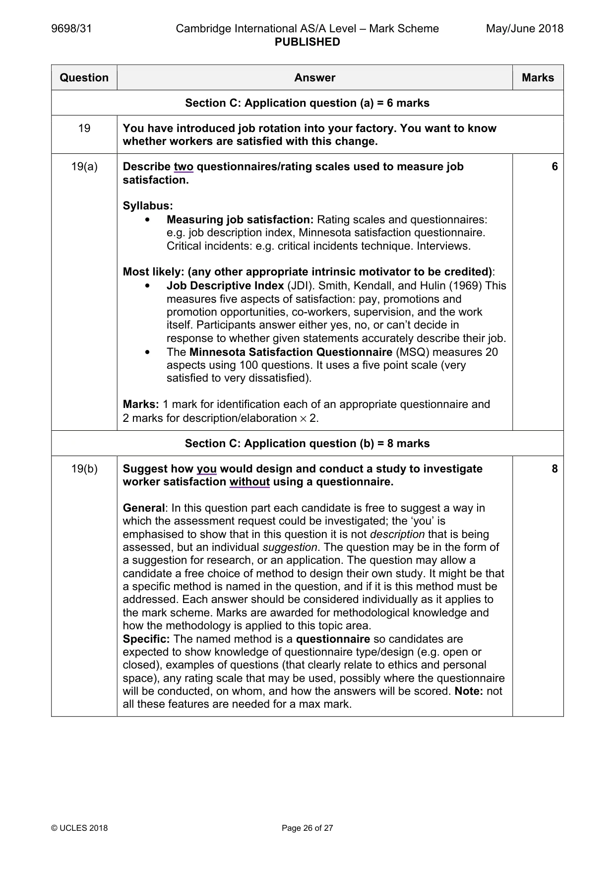Mark scheme, page 26 of 27