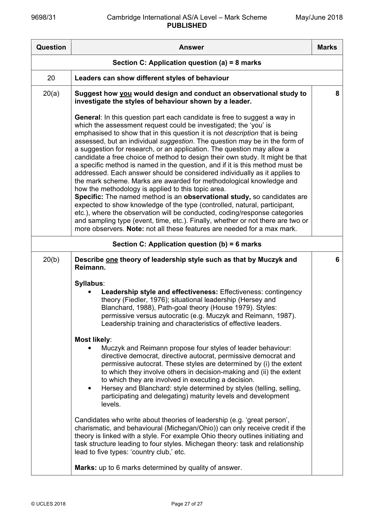 Mark scheme, page 27 of 27