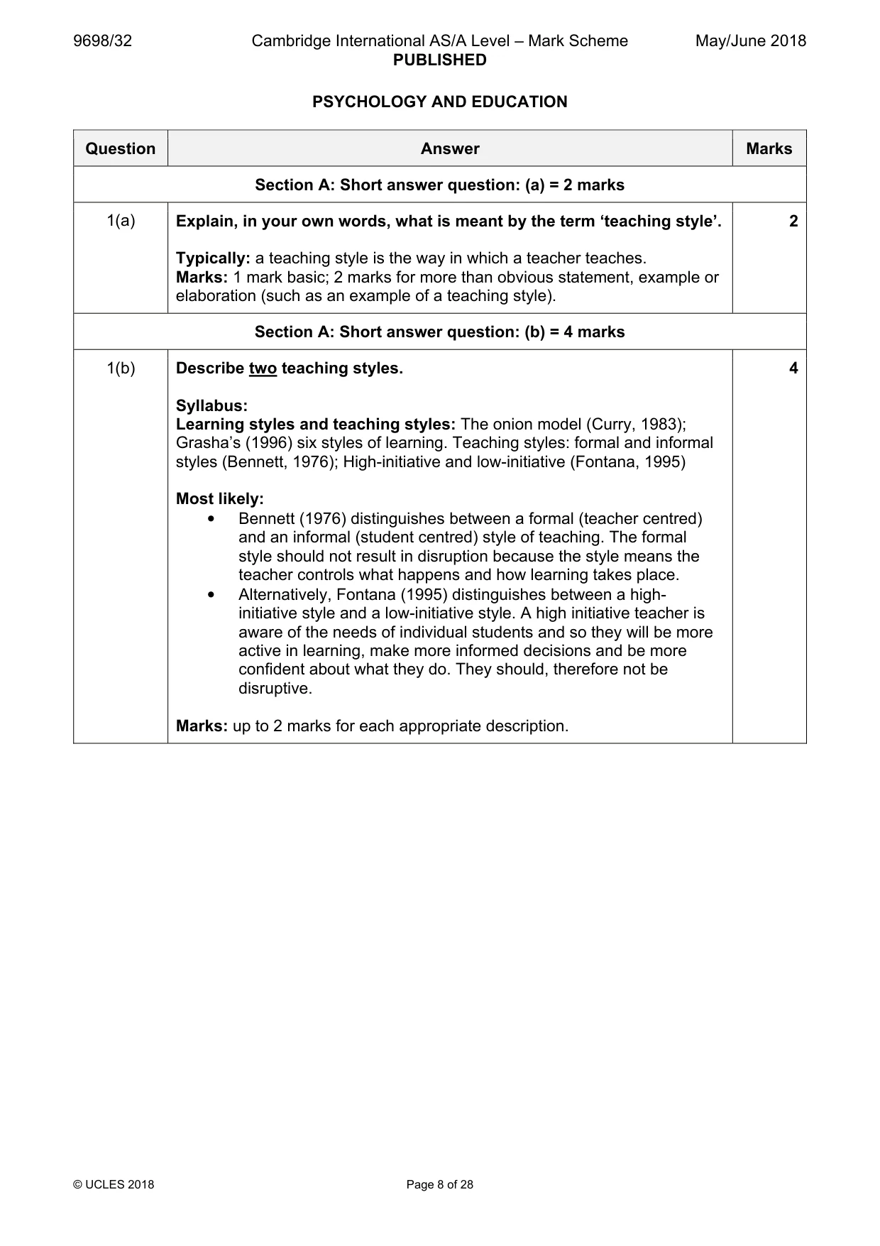 Mark scheme, page 8 of 28