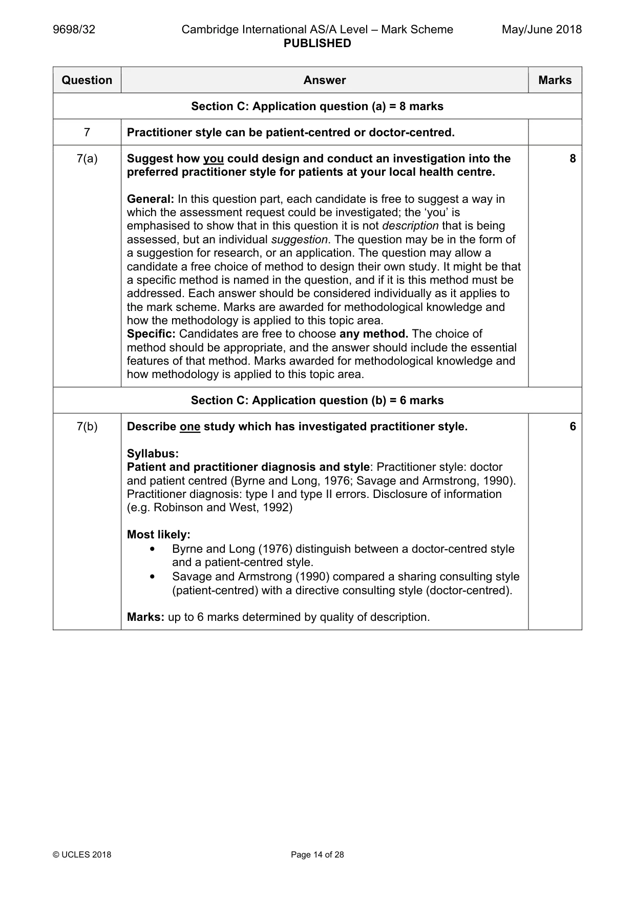 Mark scheme, page 14 of 28