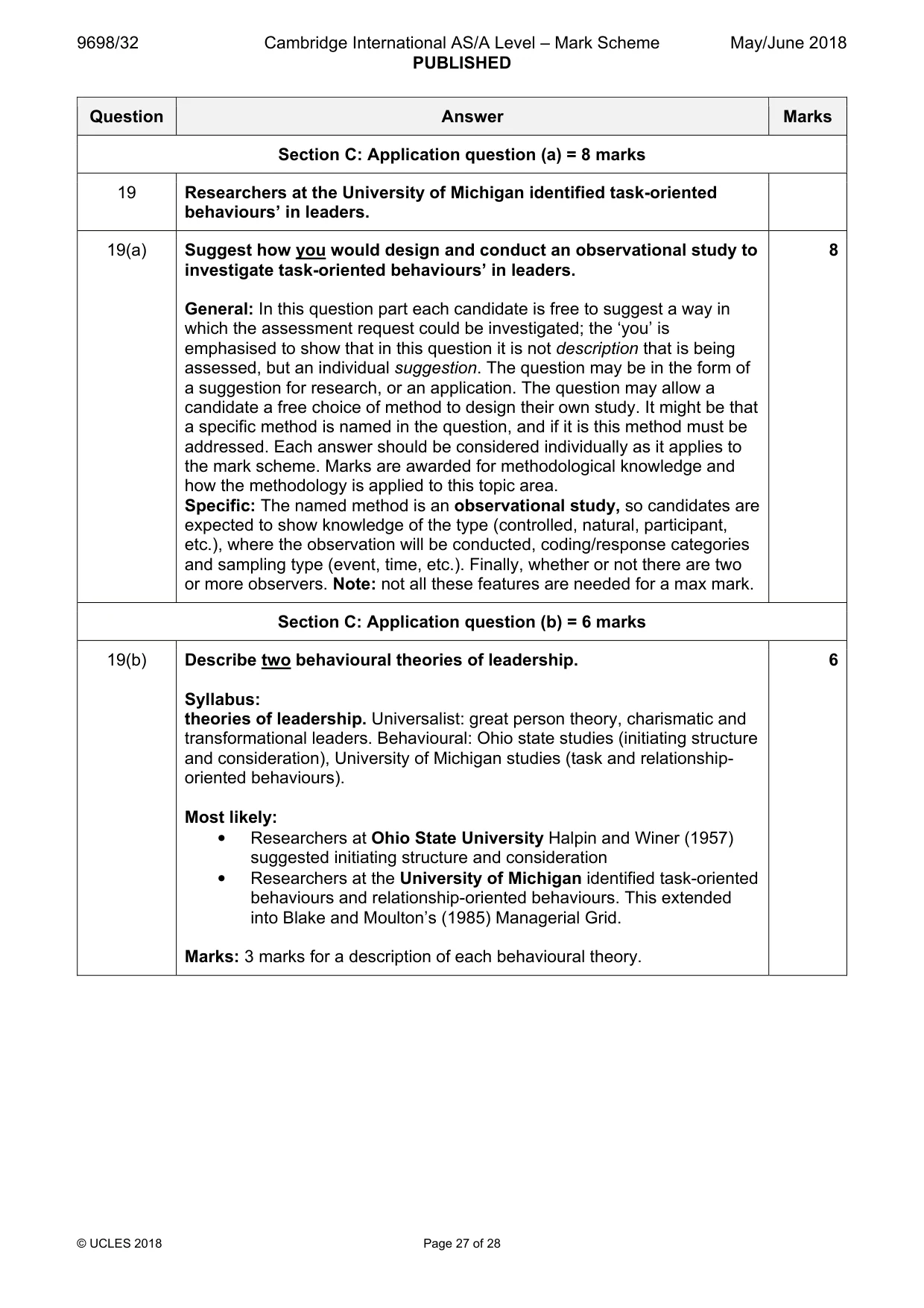 Mark scheme, page 27 of 28