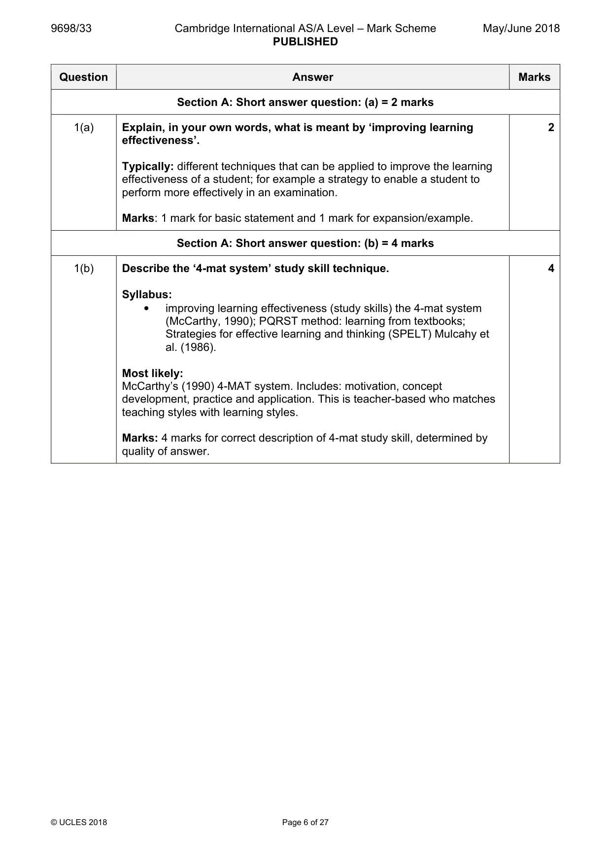 Mark scheme, page 6 of 27