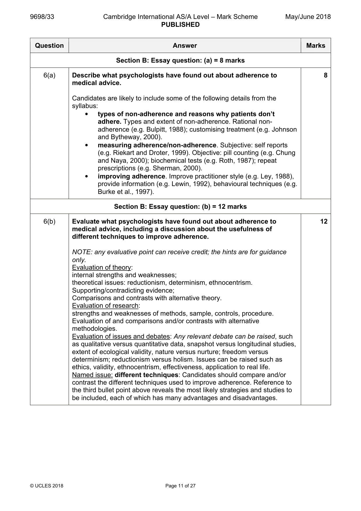 Mark scheme, page 11 of 27