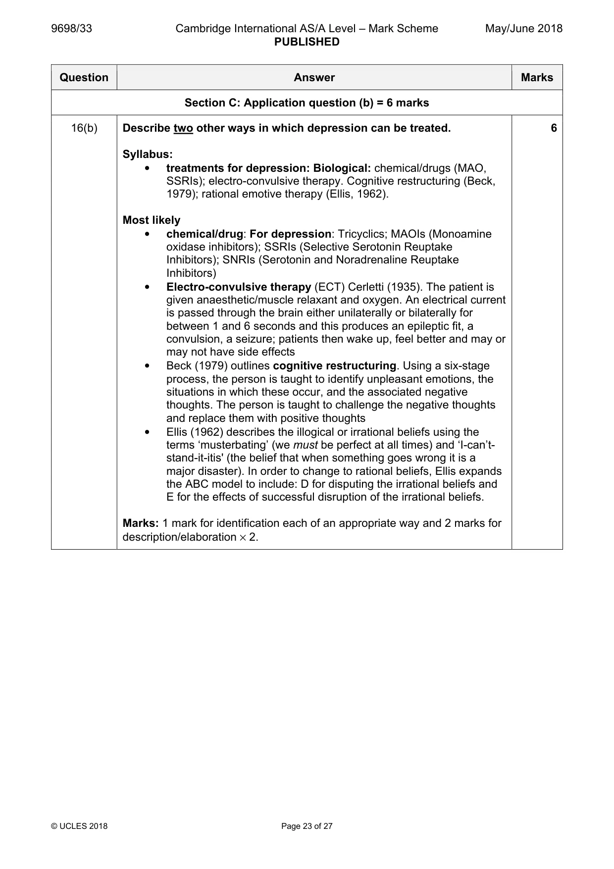 Mark scheme, page 23 of 27