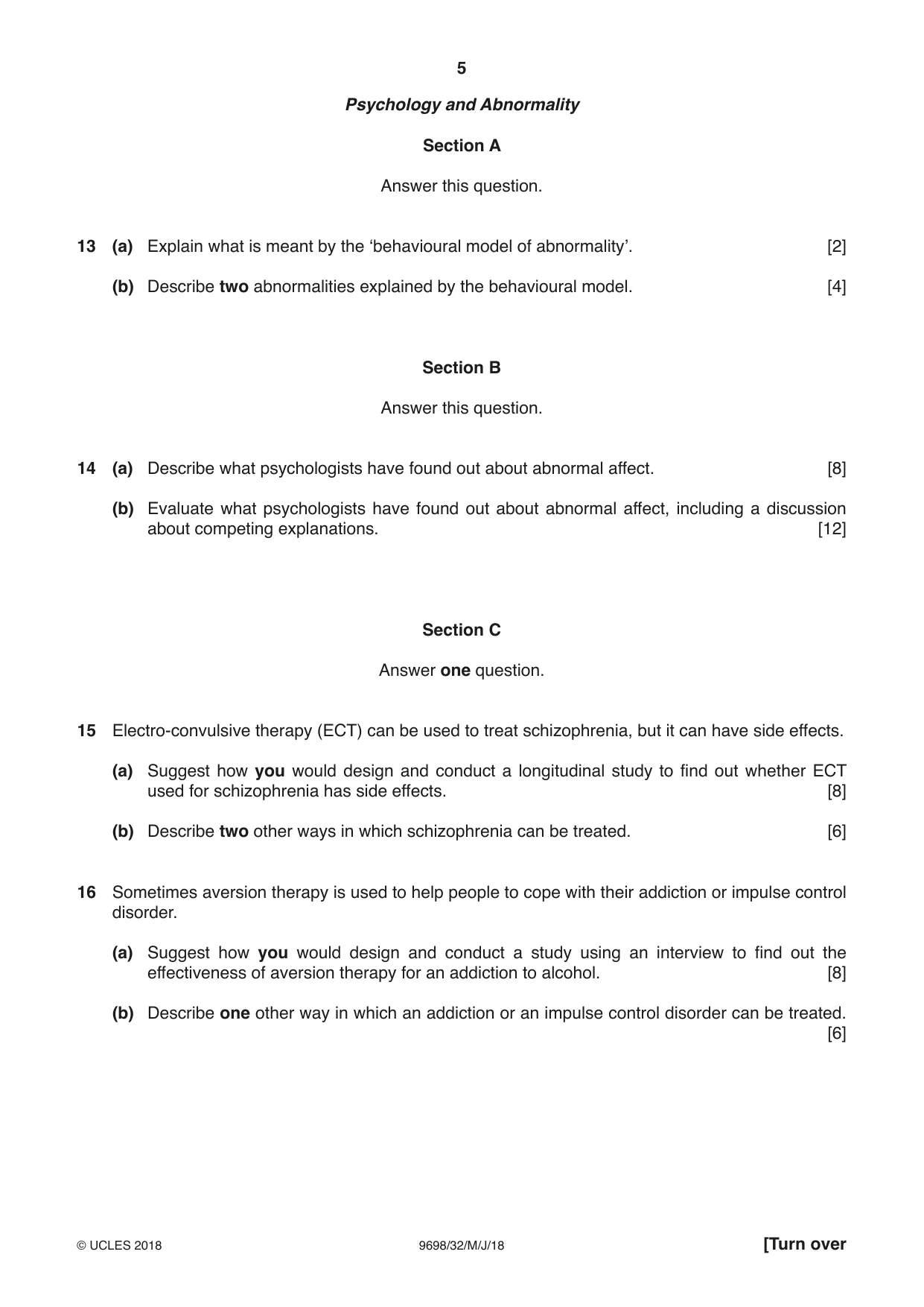 Cambridge A Level Psychology 9698 2018 May/June Paper 3 · Variant 2 question paper, page 5 of 8