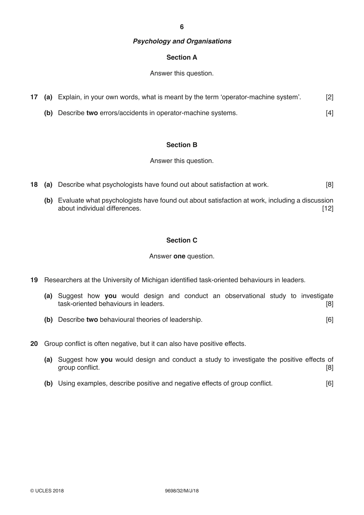 Cambridge A Level Psychology 9698 2018 May/June Paper 3 · Variant 2 question paper, page 6 of 8