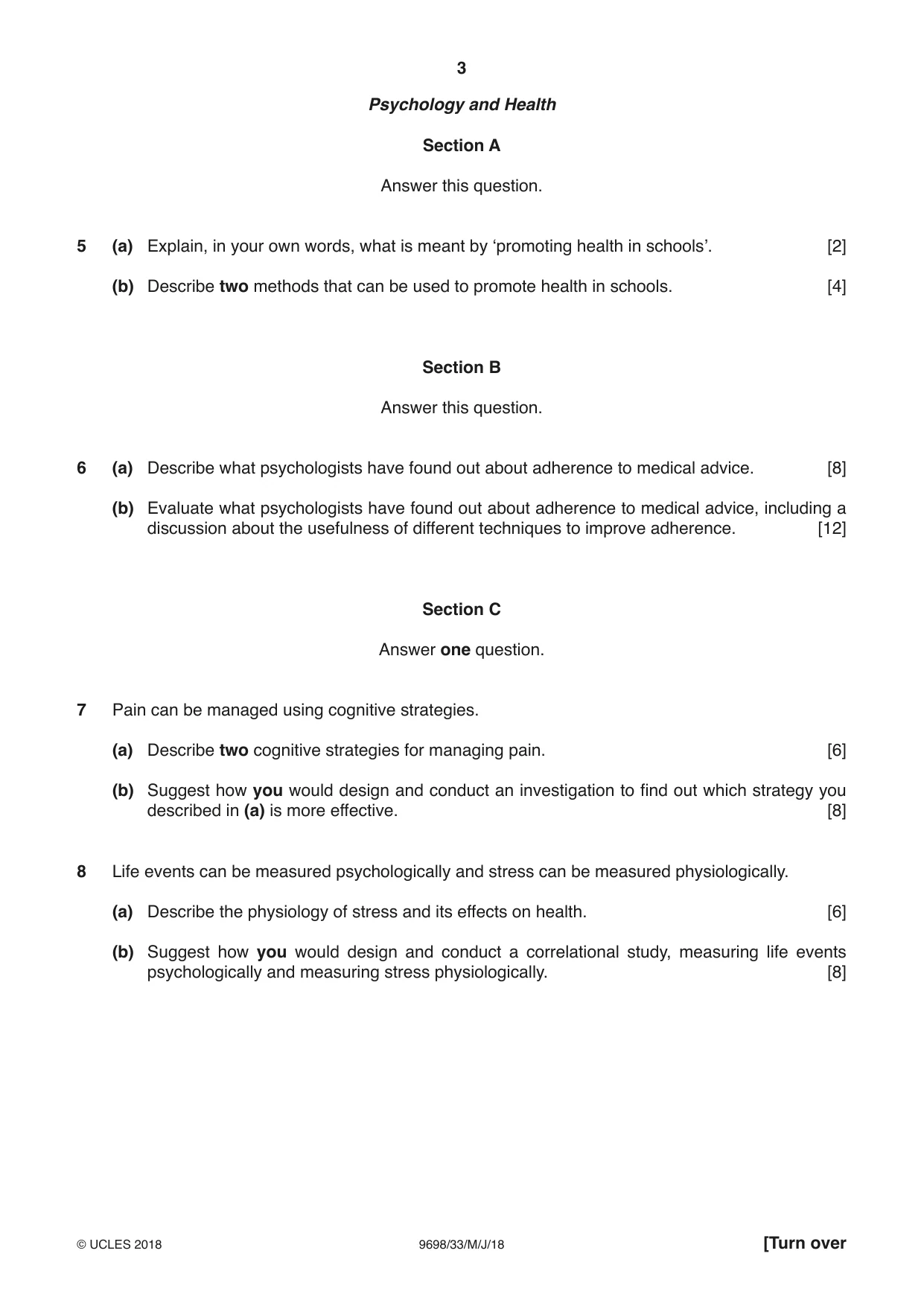 Cambridge A Level Psychology 9698 2018 May/June Paper 3 · Variant 3 question paper, page 3 of 8
