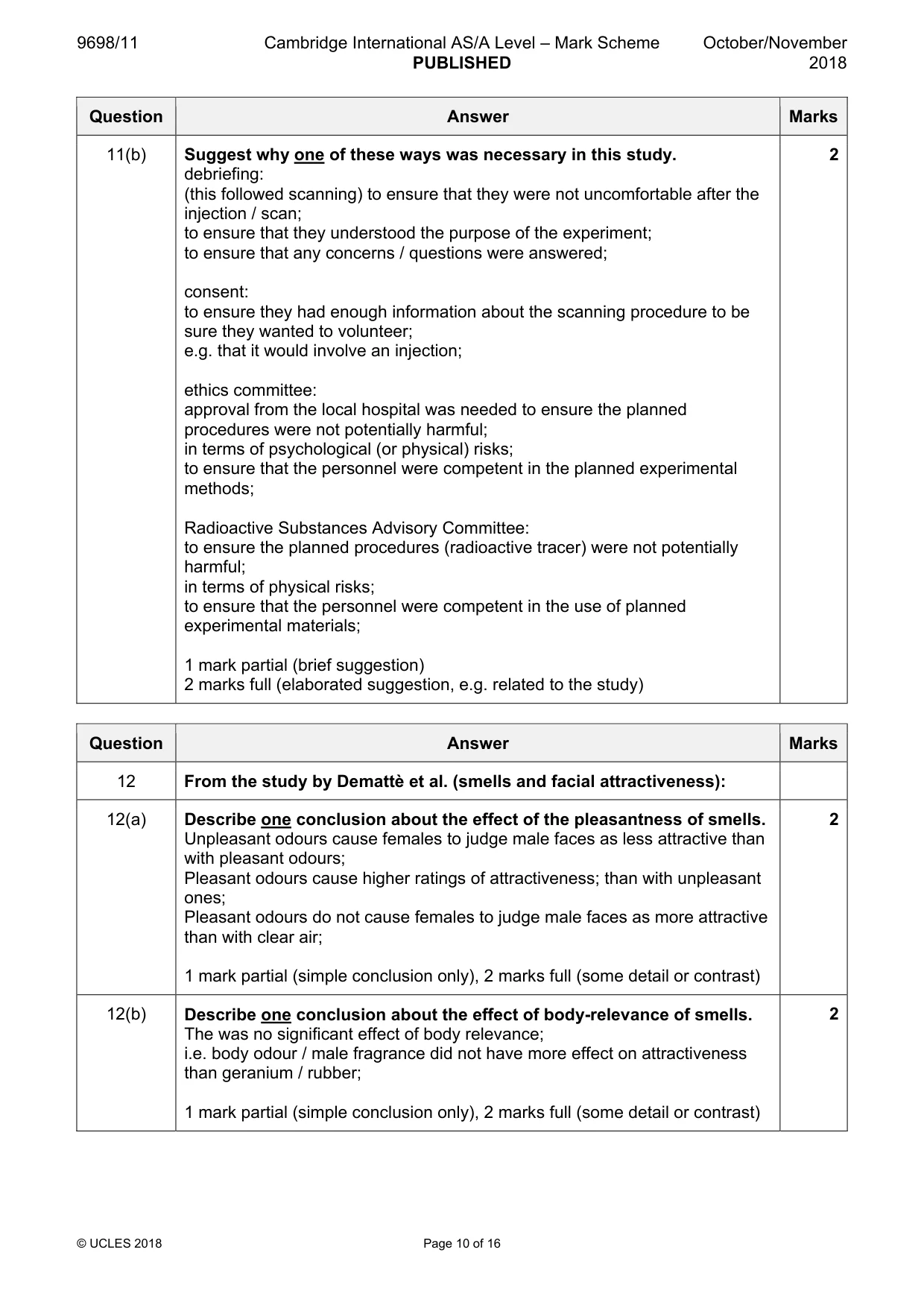 Mark scheme, page 10 of 16