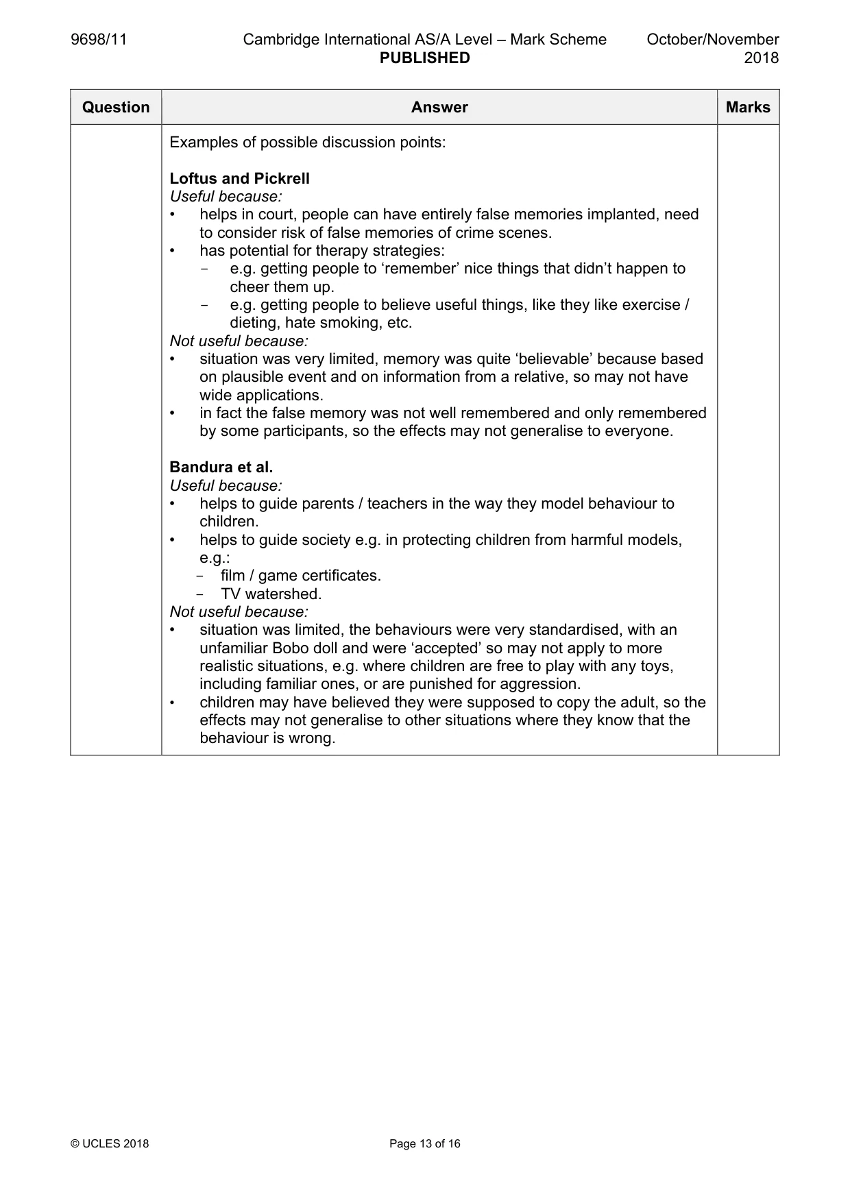 Mark scheme, page 13 of 16