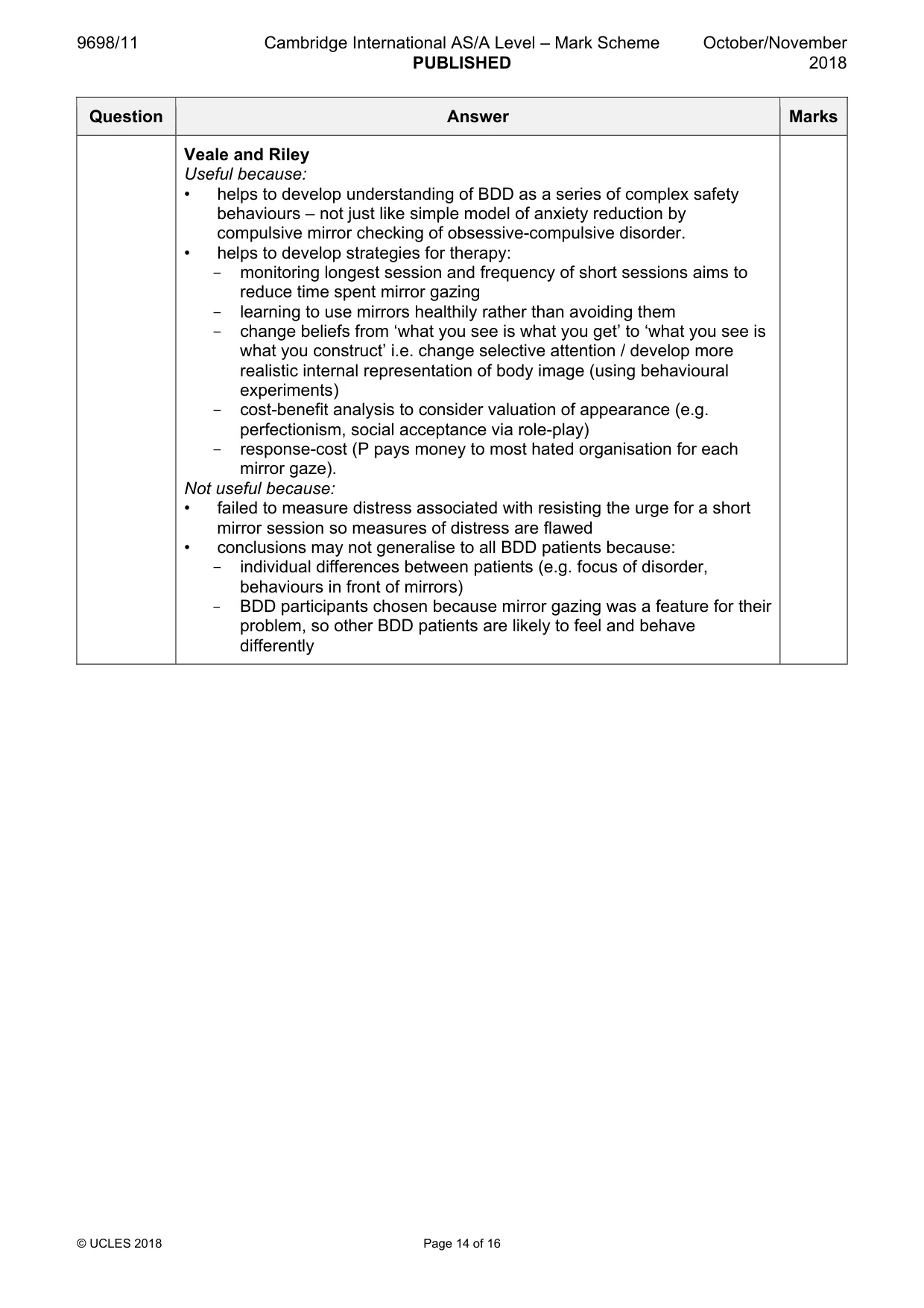 Mark scheme, page 14 of 16