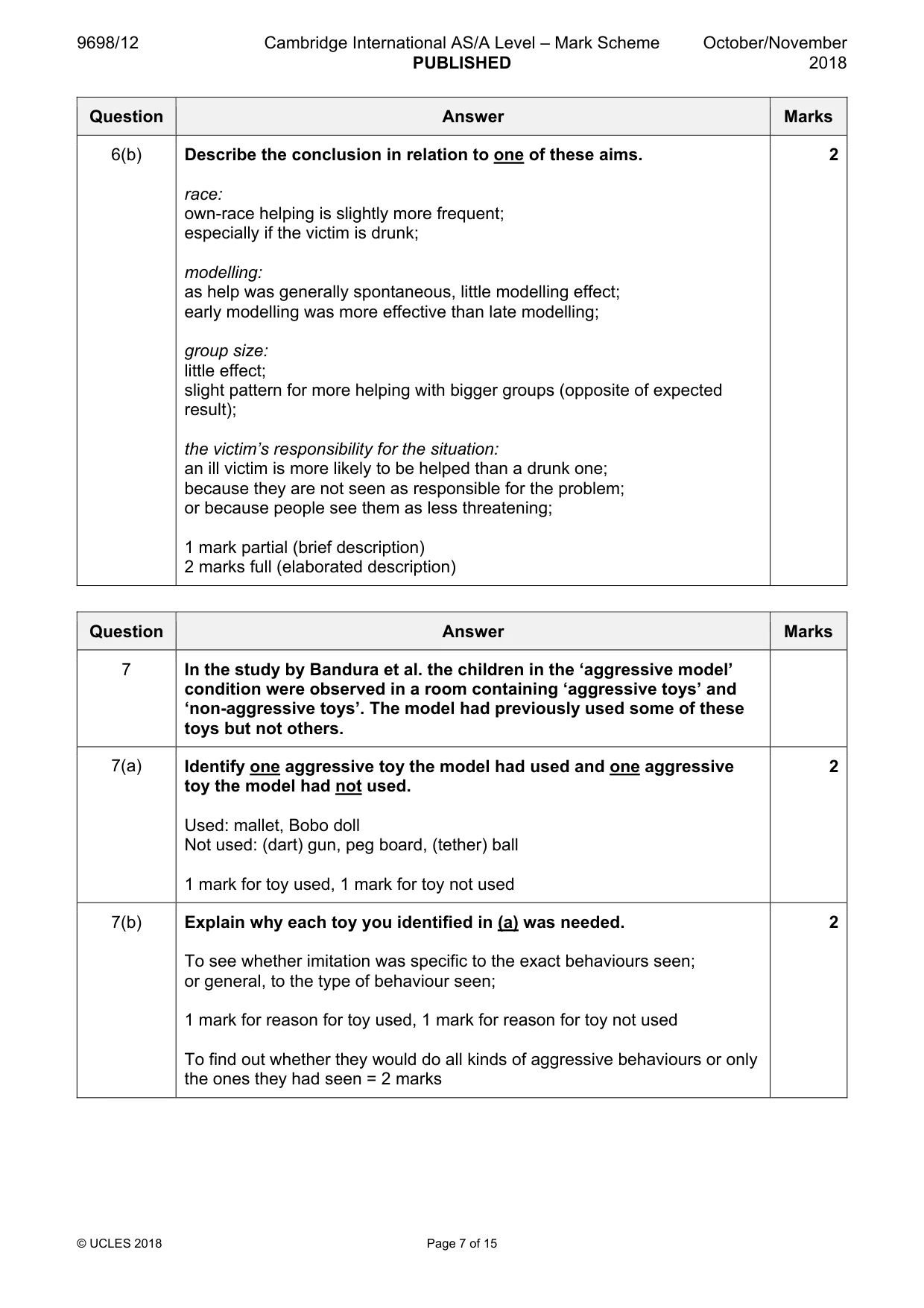 Mark scheme, page 7 of 15