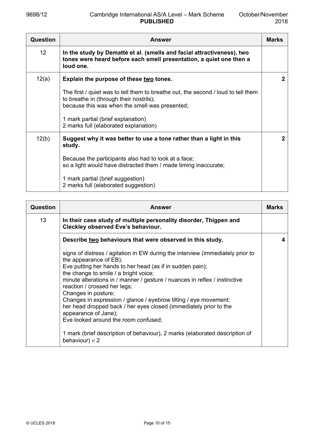 Mark scheme, page 10 of 15