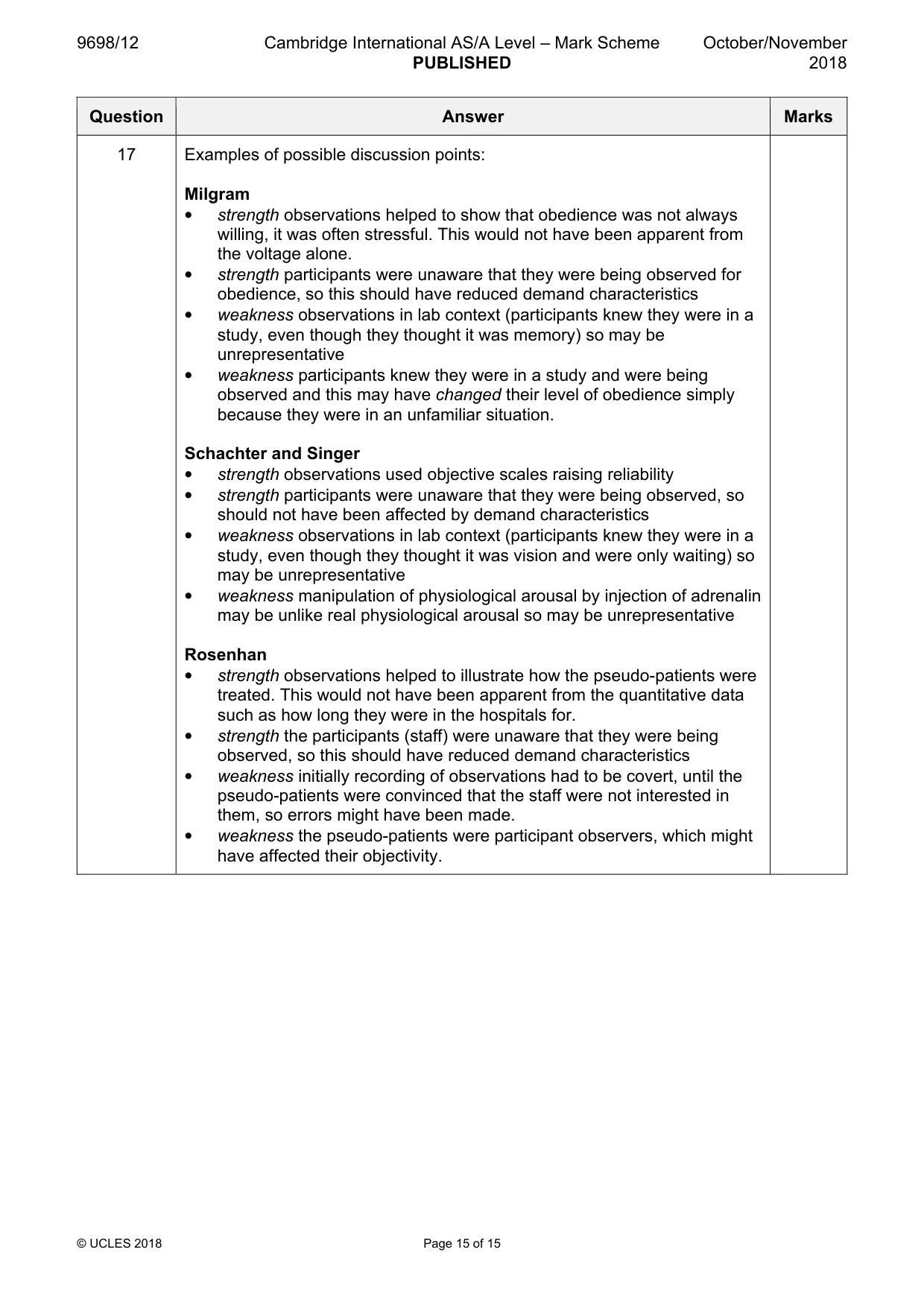 Mark scheme, page 15 of 15