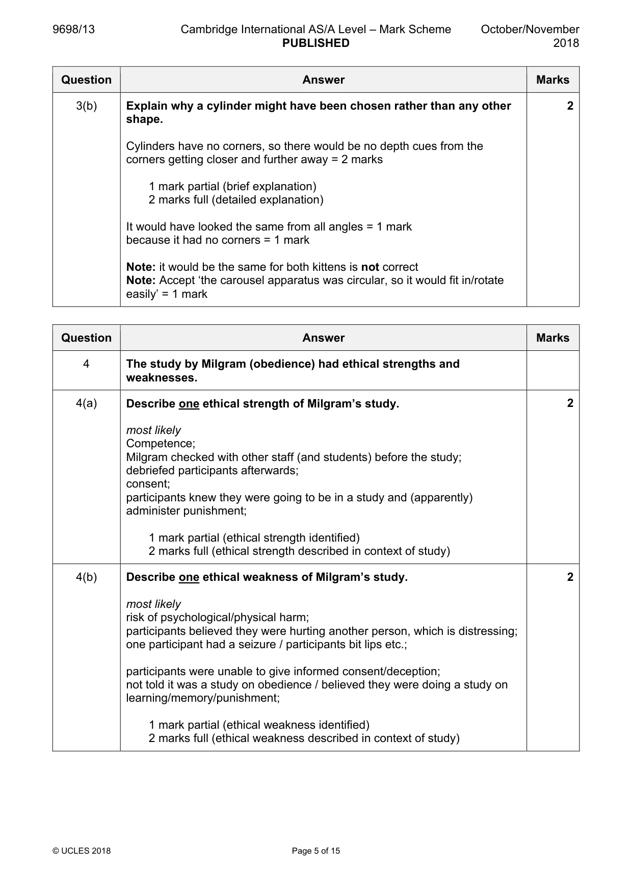 Mark scheme, page 5 of 15