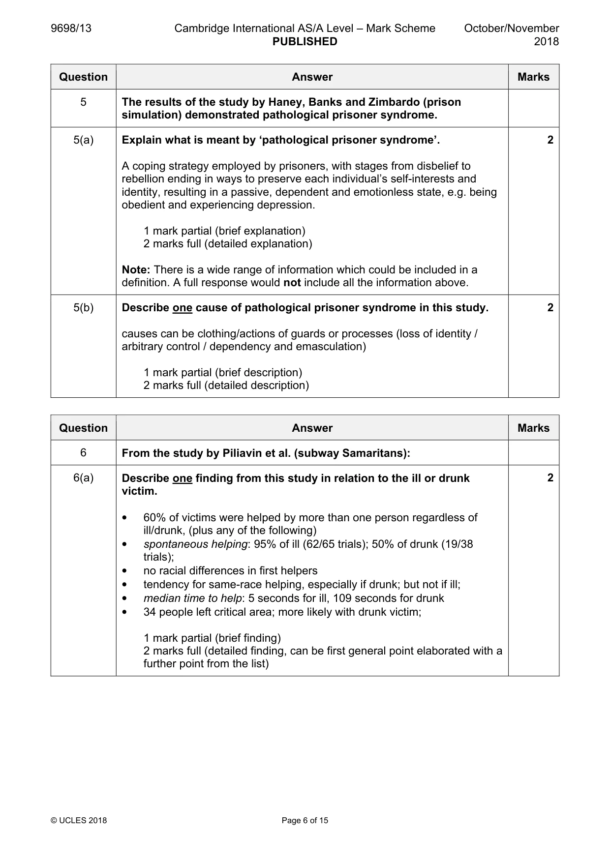 Mark scheme, page 6 of 15