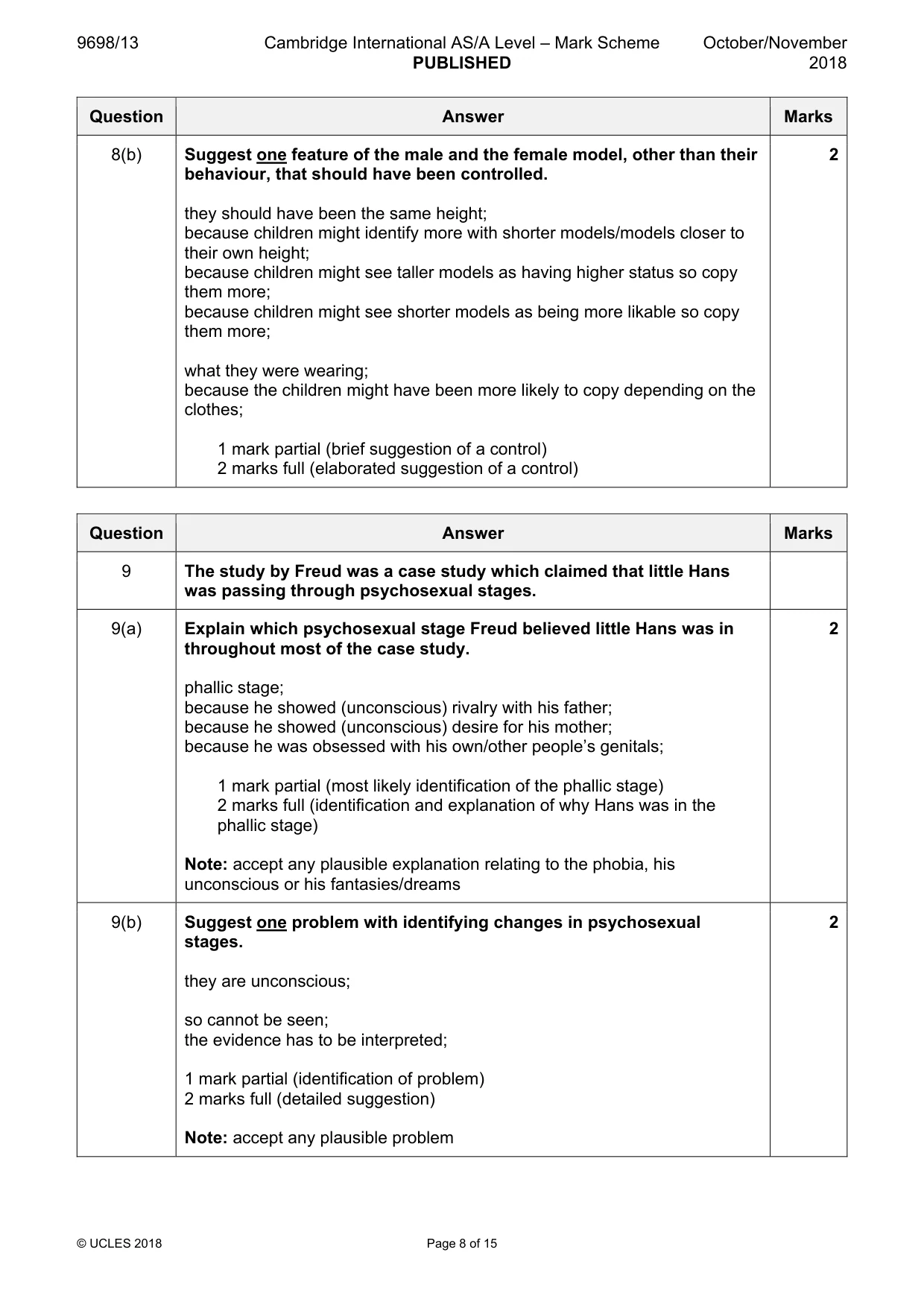 Mark scheme, page 8 of 15
