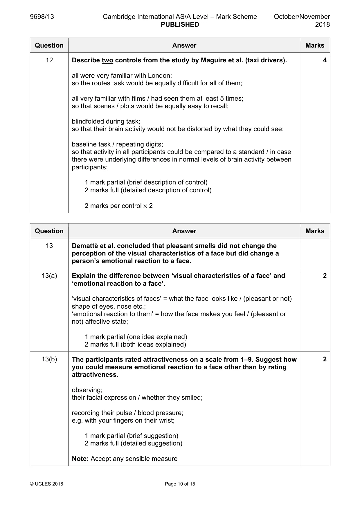 Mark scheme, page 10 of 15