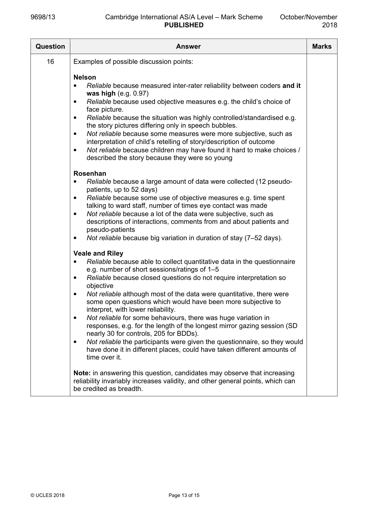 Mark scheme, page 13 of 15
