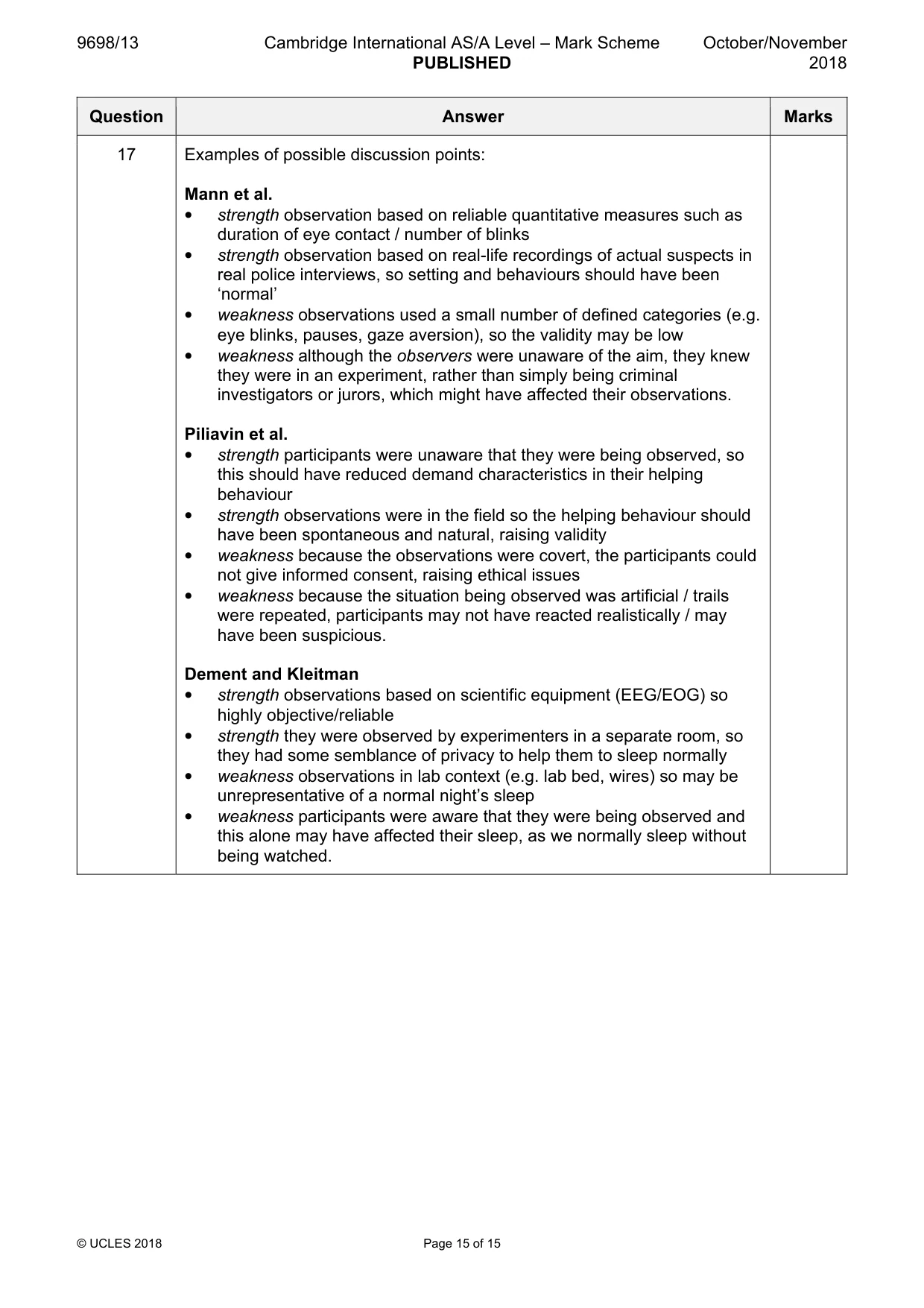 Mark scheme, page 15 of 15