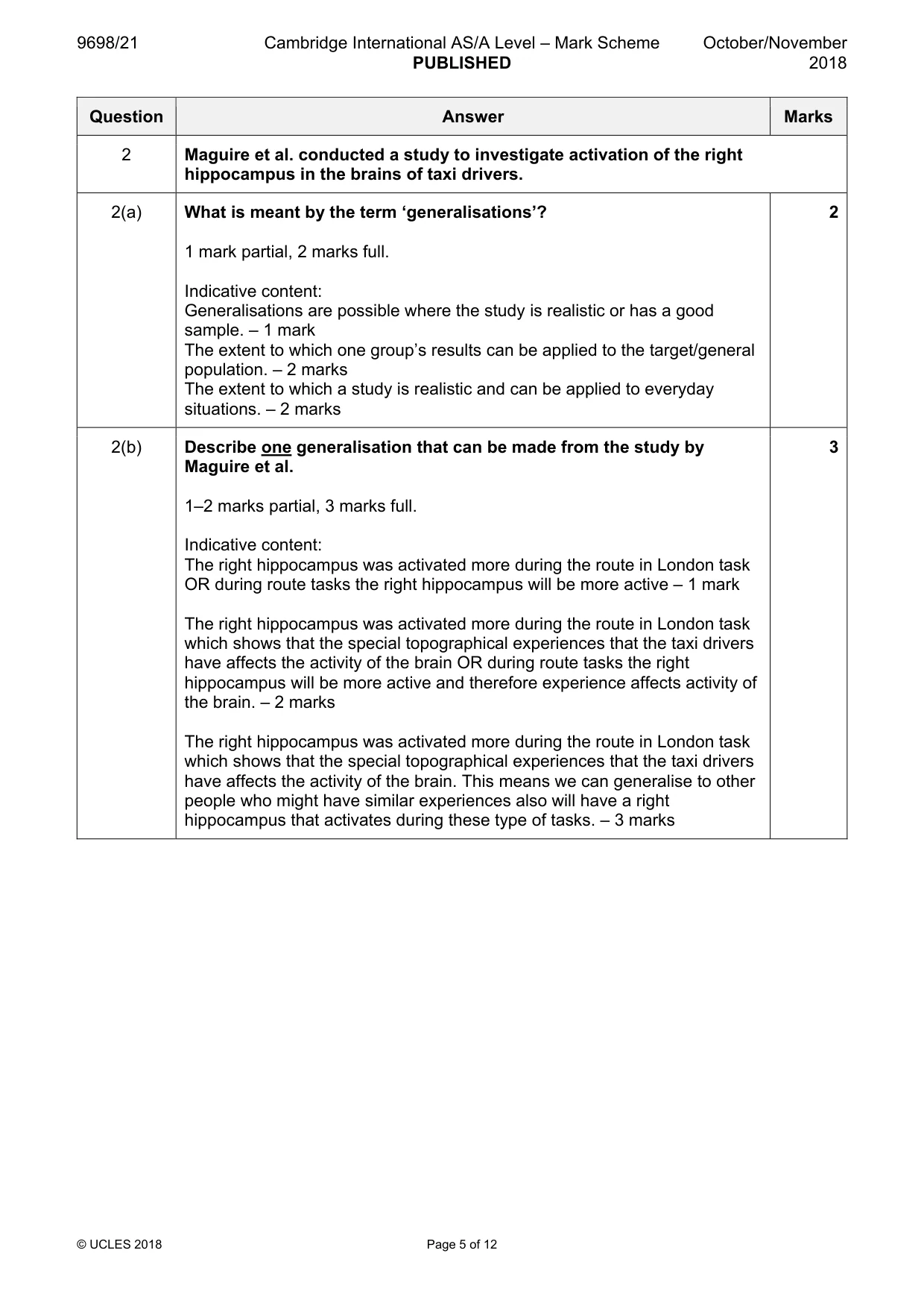 Mark scheme, page 5 of 12