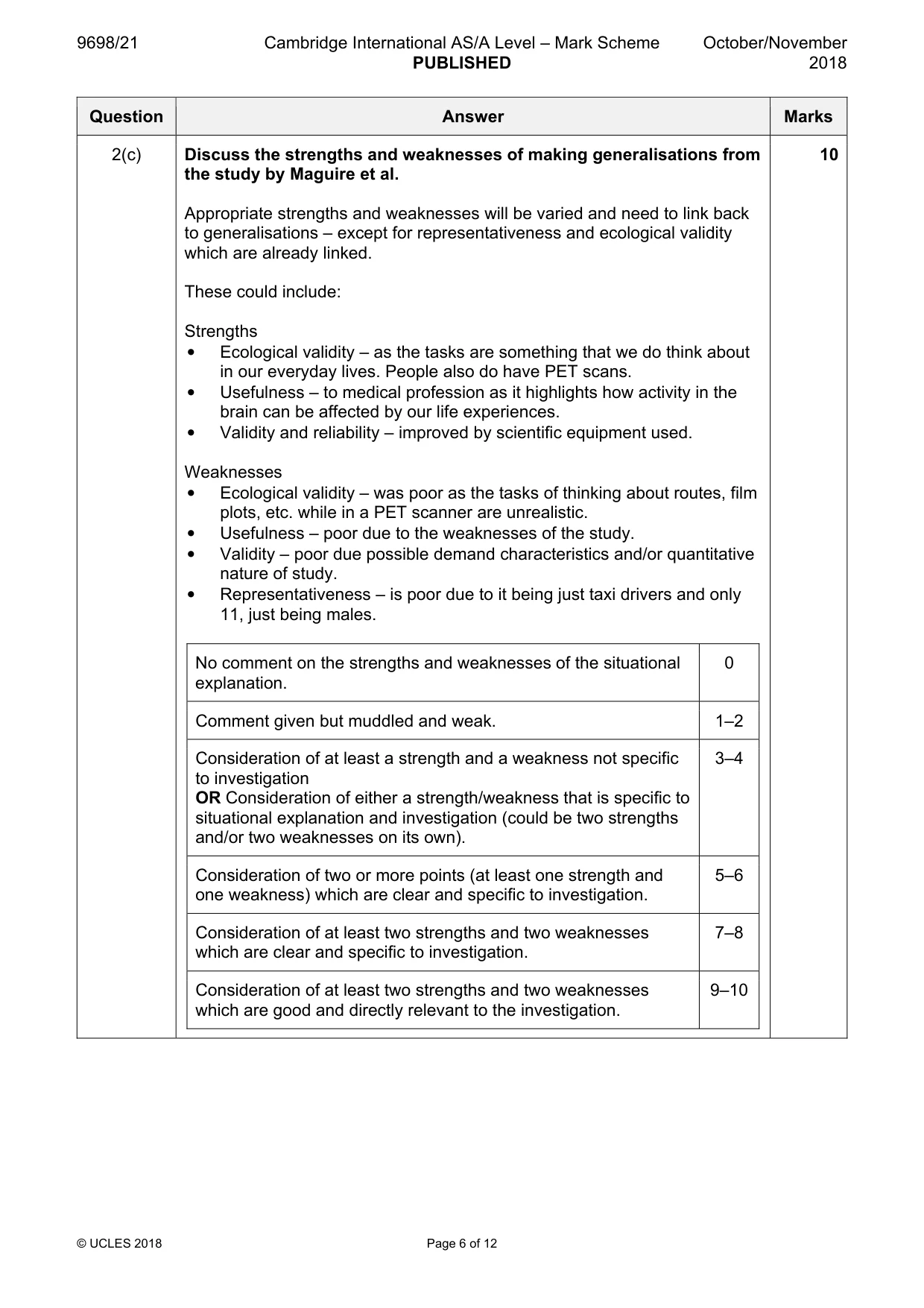 Mark scheme, page 6 of 12