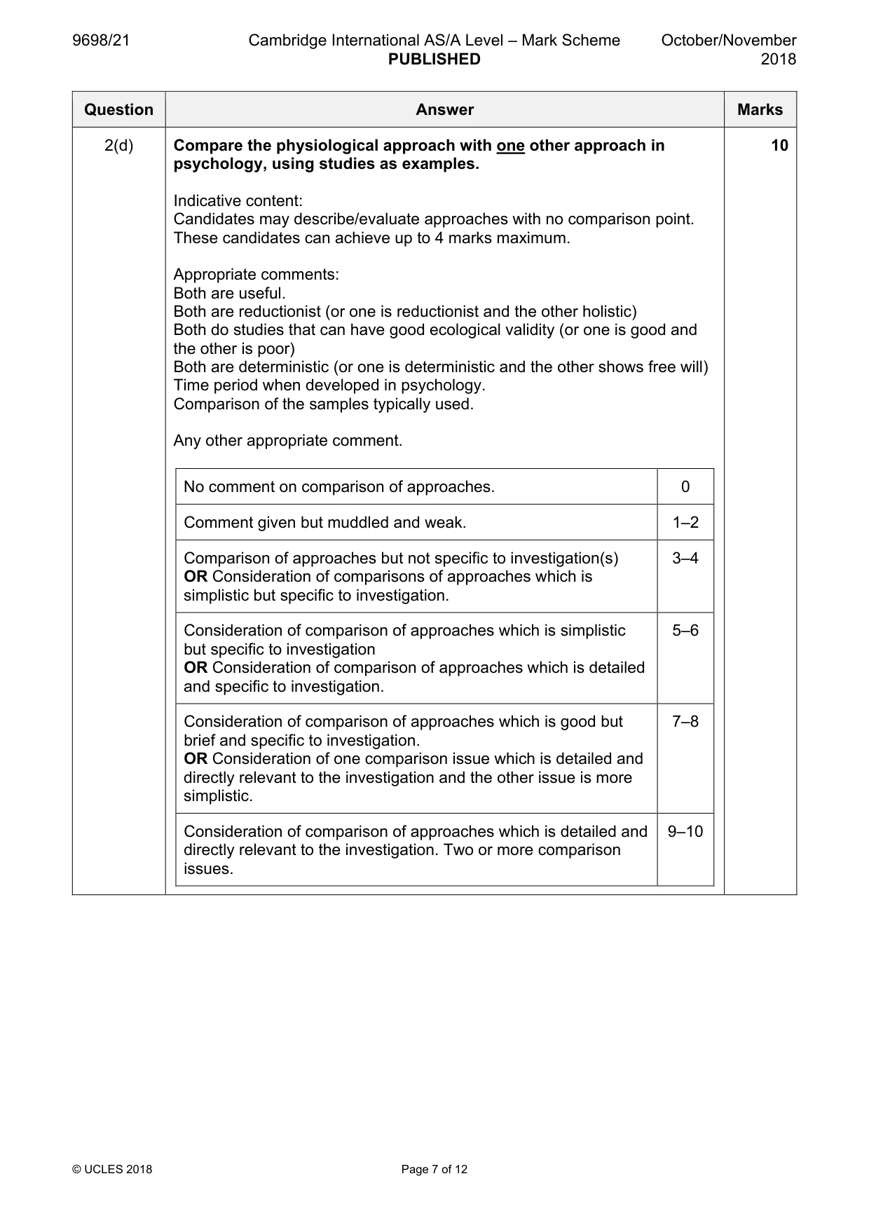 Mark scheme, page 7 of 12