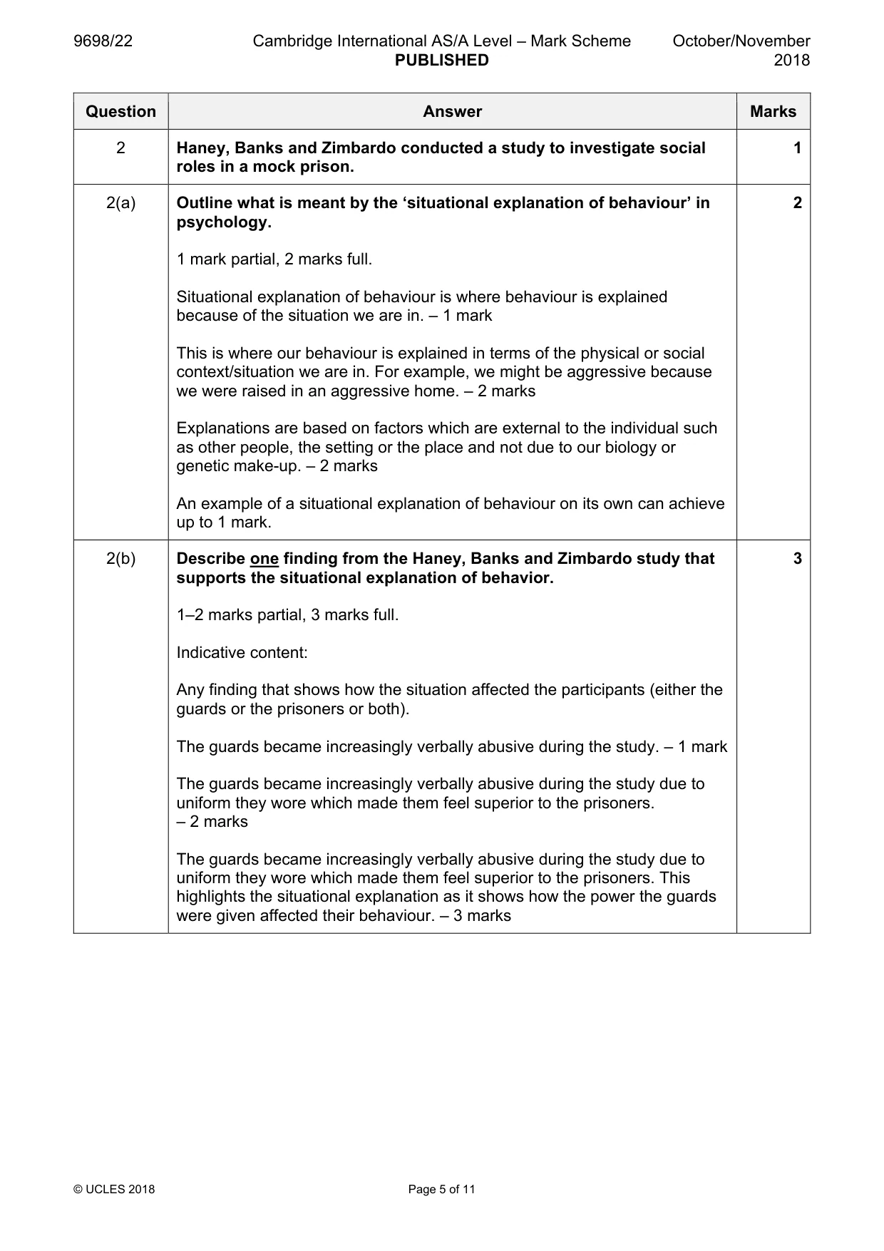 Mark scheme, page 5 of 11