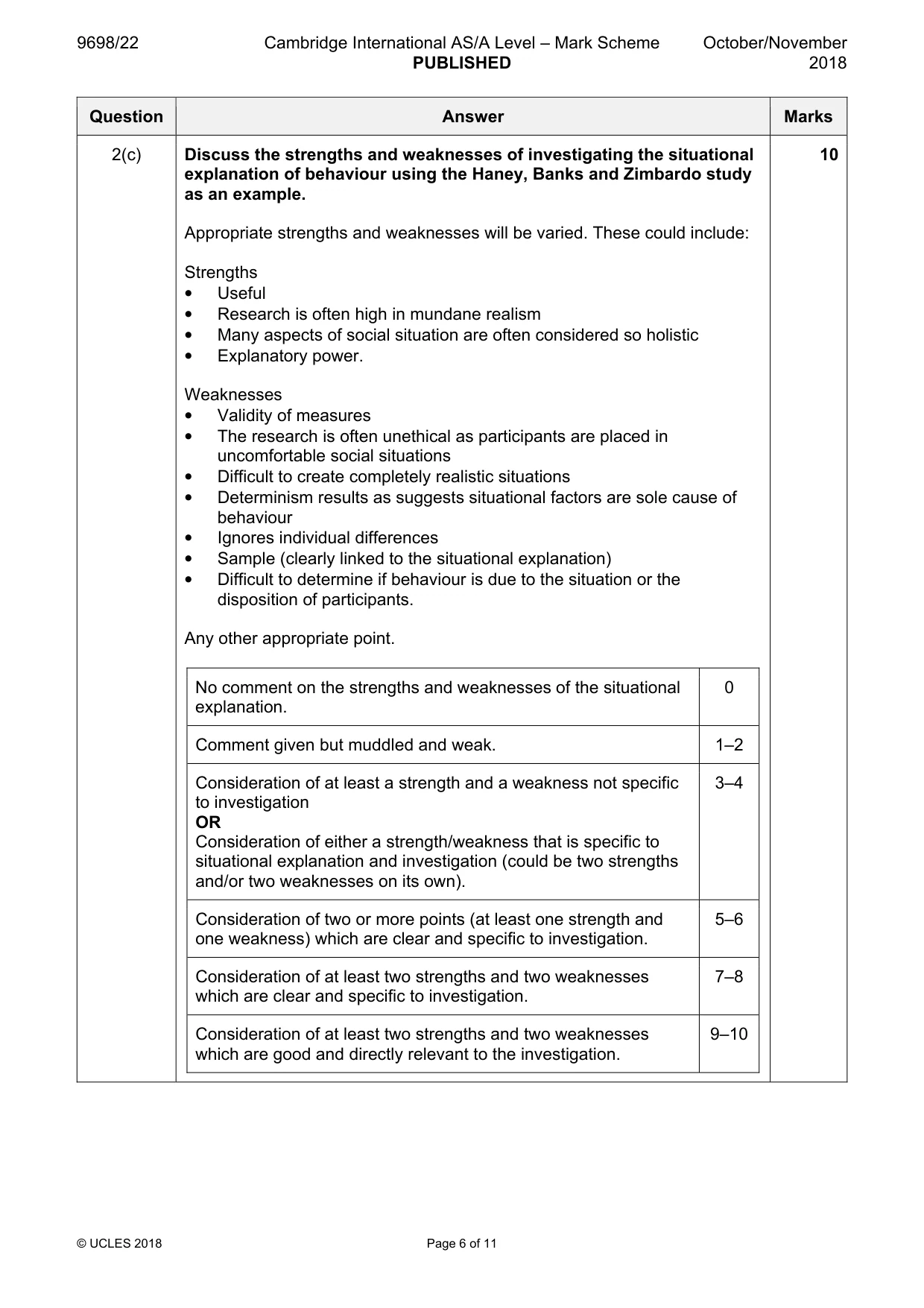 Mark scheme, page 6 of 11