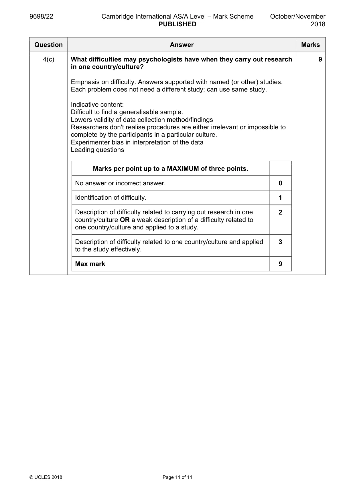 Mark scheme, page 11 of 11