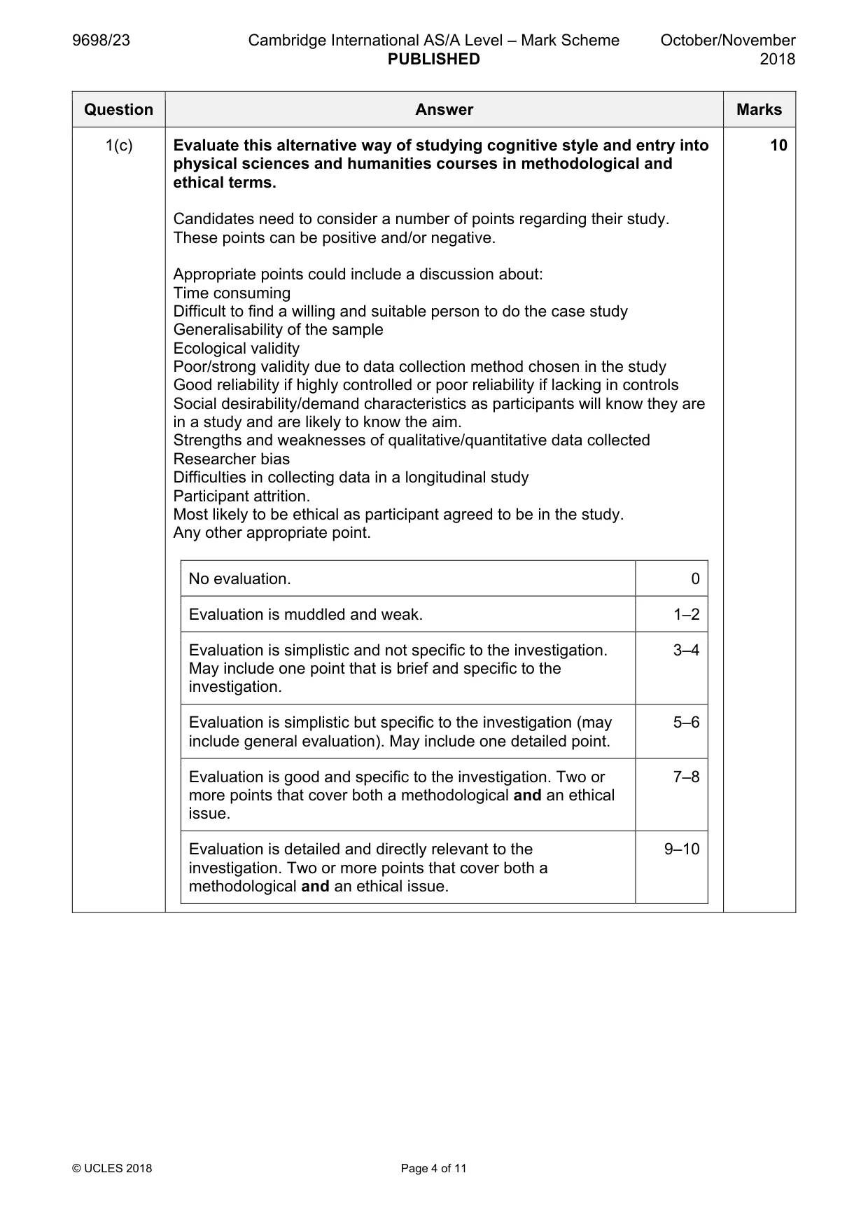 Mark scheme, page 4 of 11