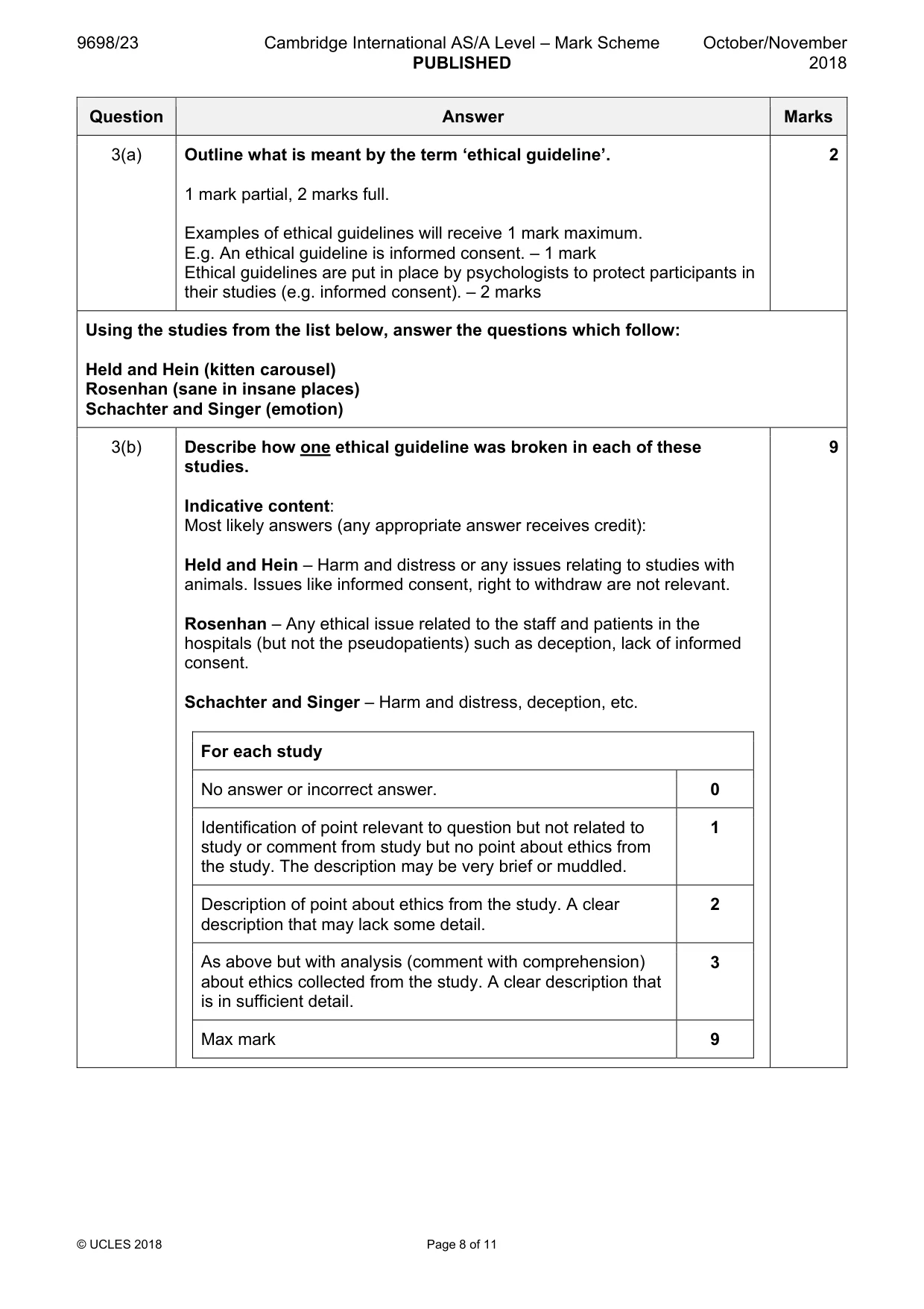 Mark scheme, page 8 of 11