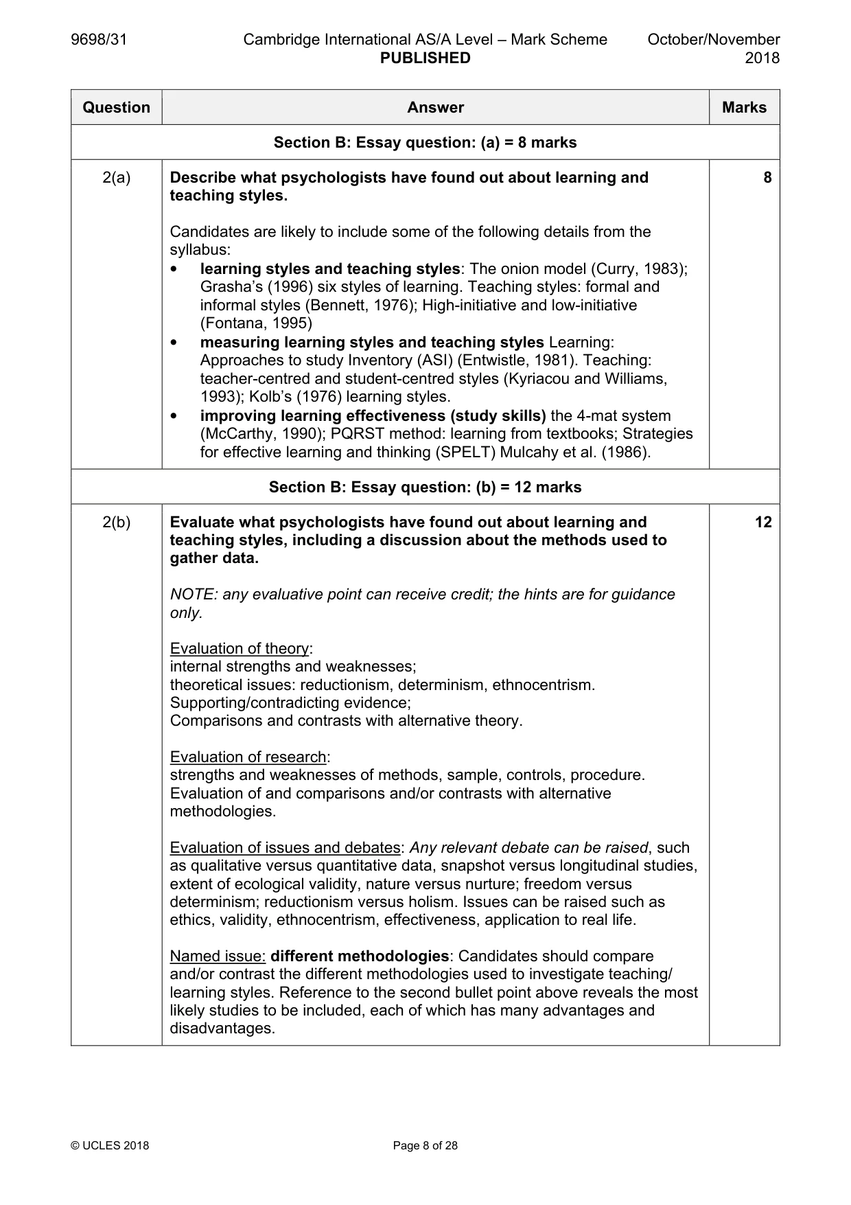 Mark scheme, page 8 of 28