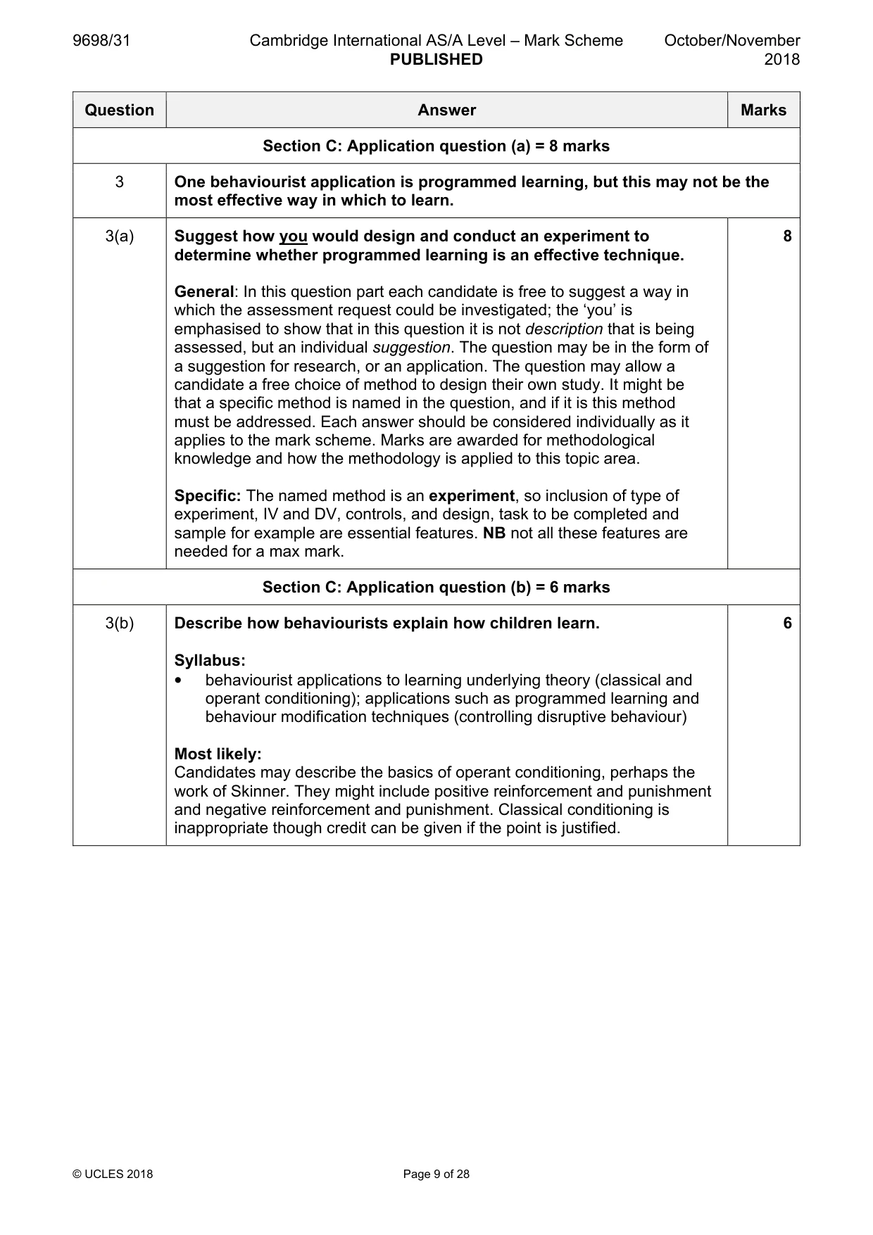Mark scheme, page 9 of 28