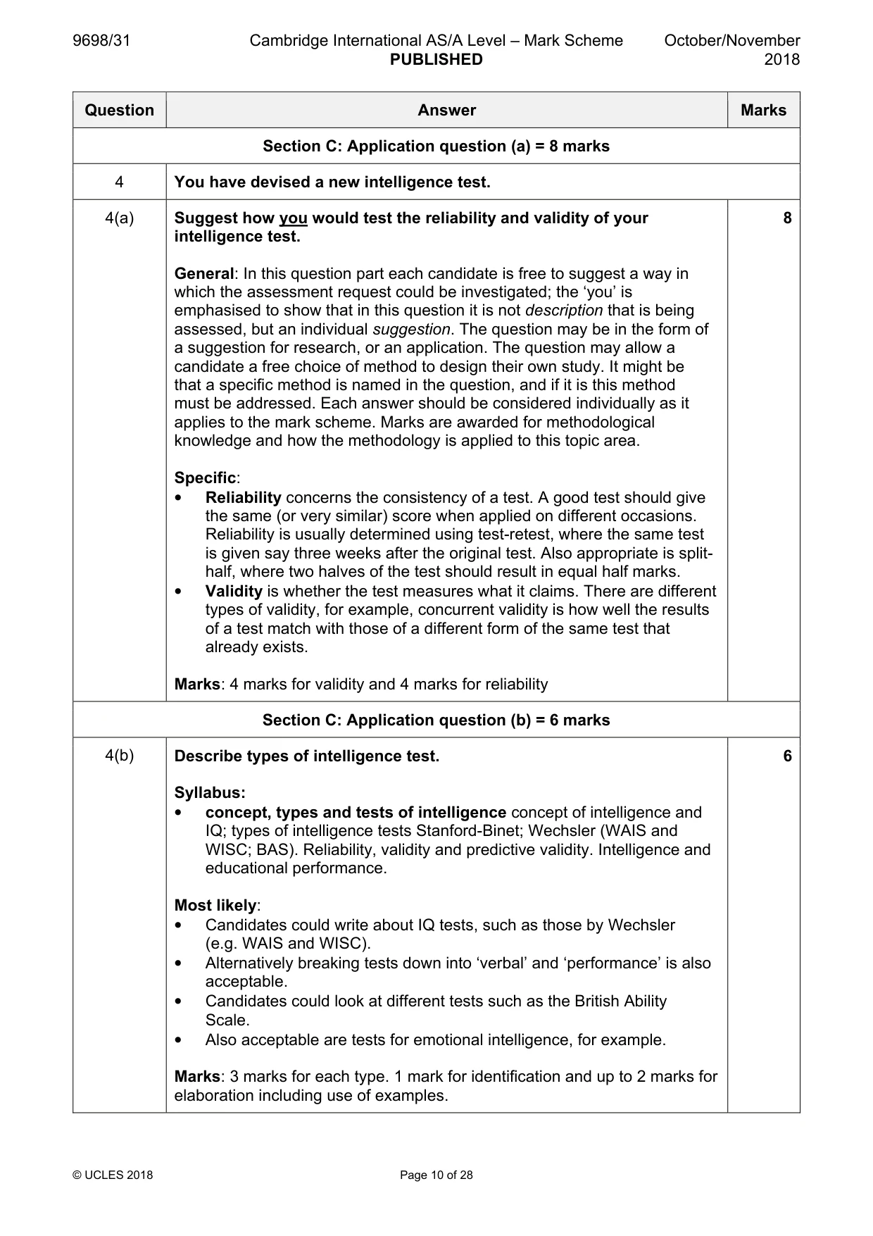 Mark scheme, page 10 of 28