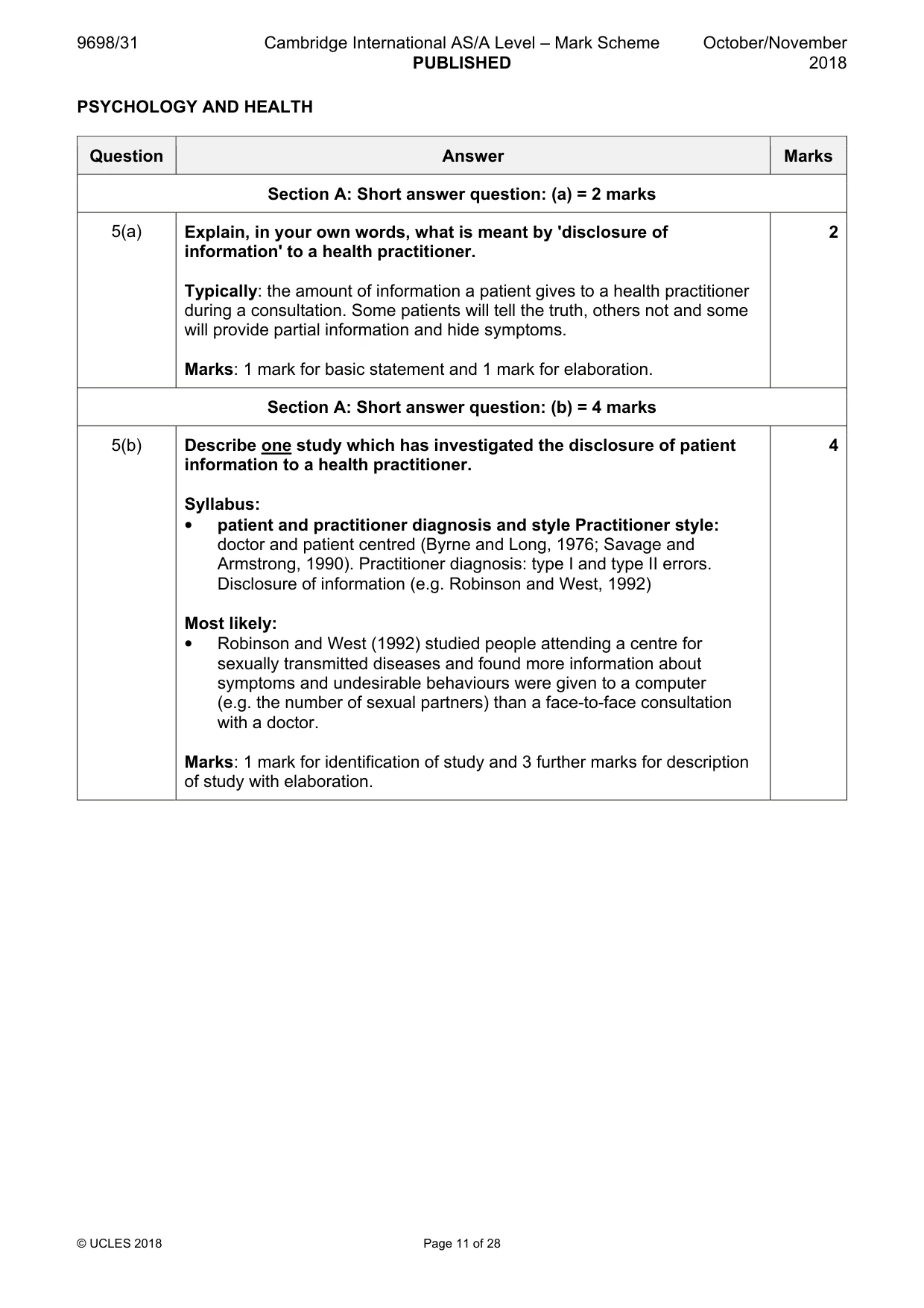 Mark scheme, page 11 of 28