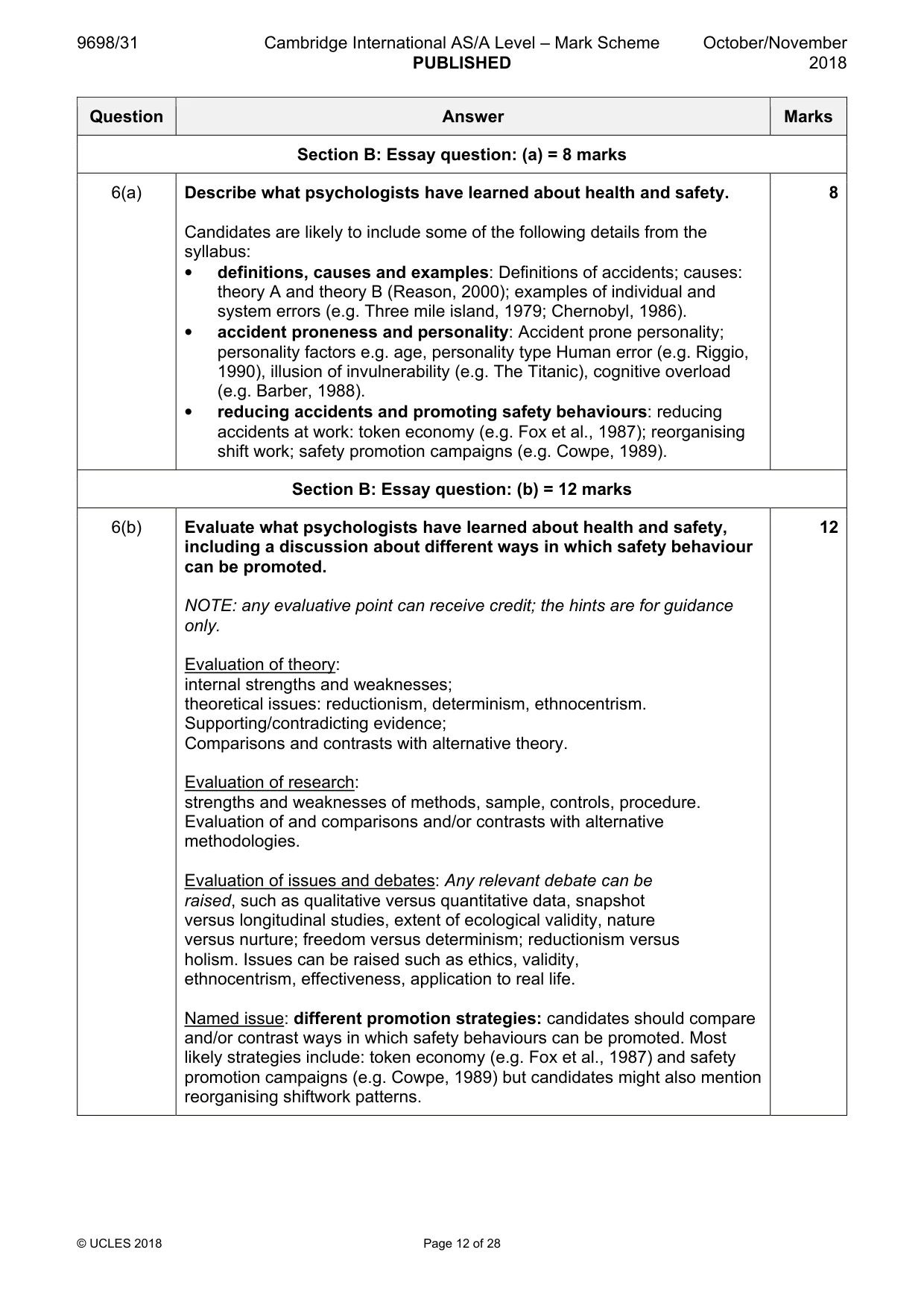 Mark scheme, page 12 of 28