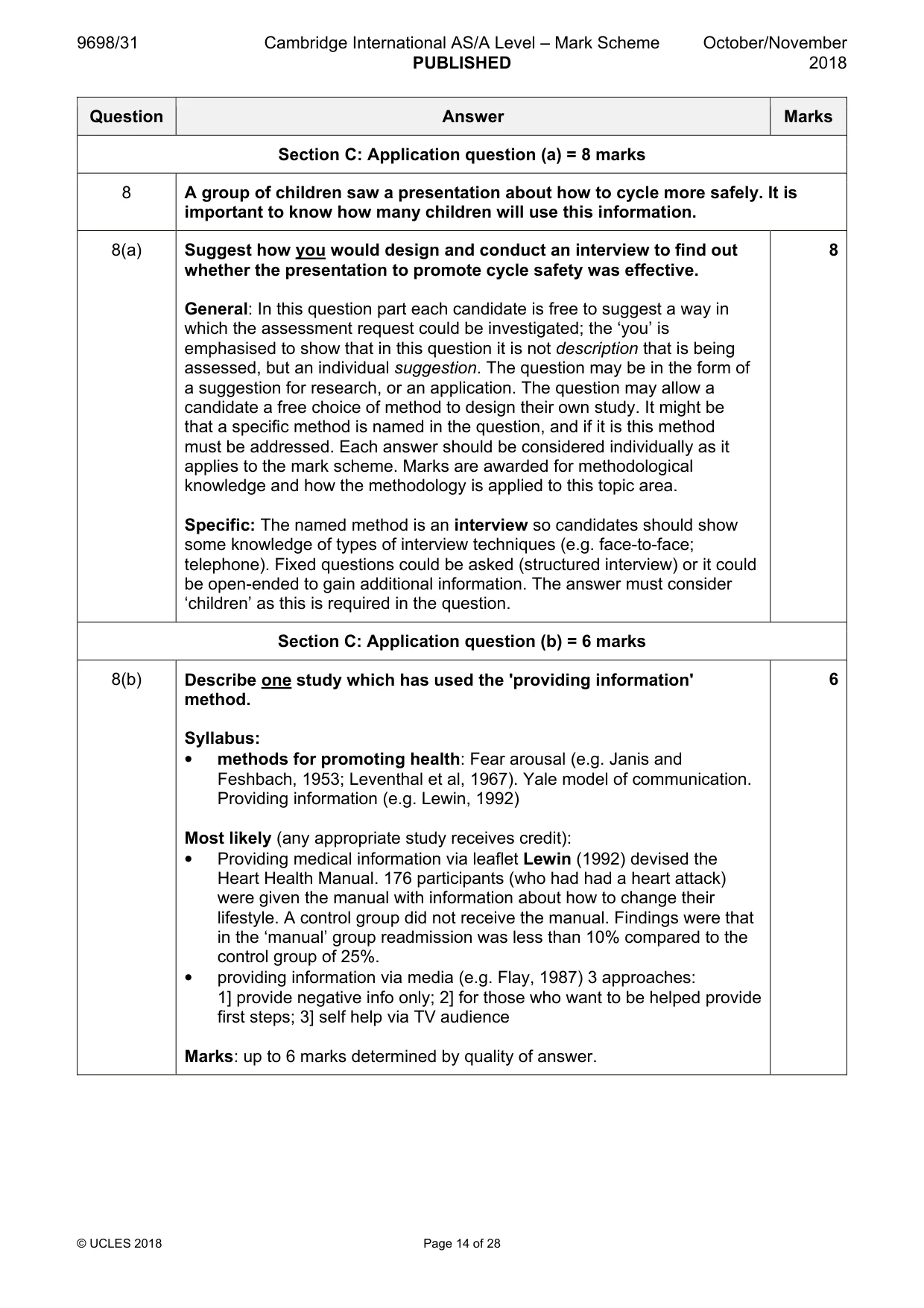 Mark scheme, page 14 of 28
