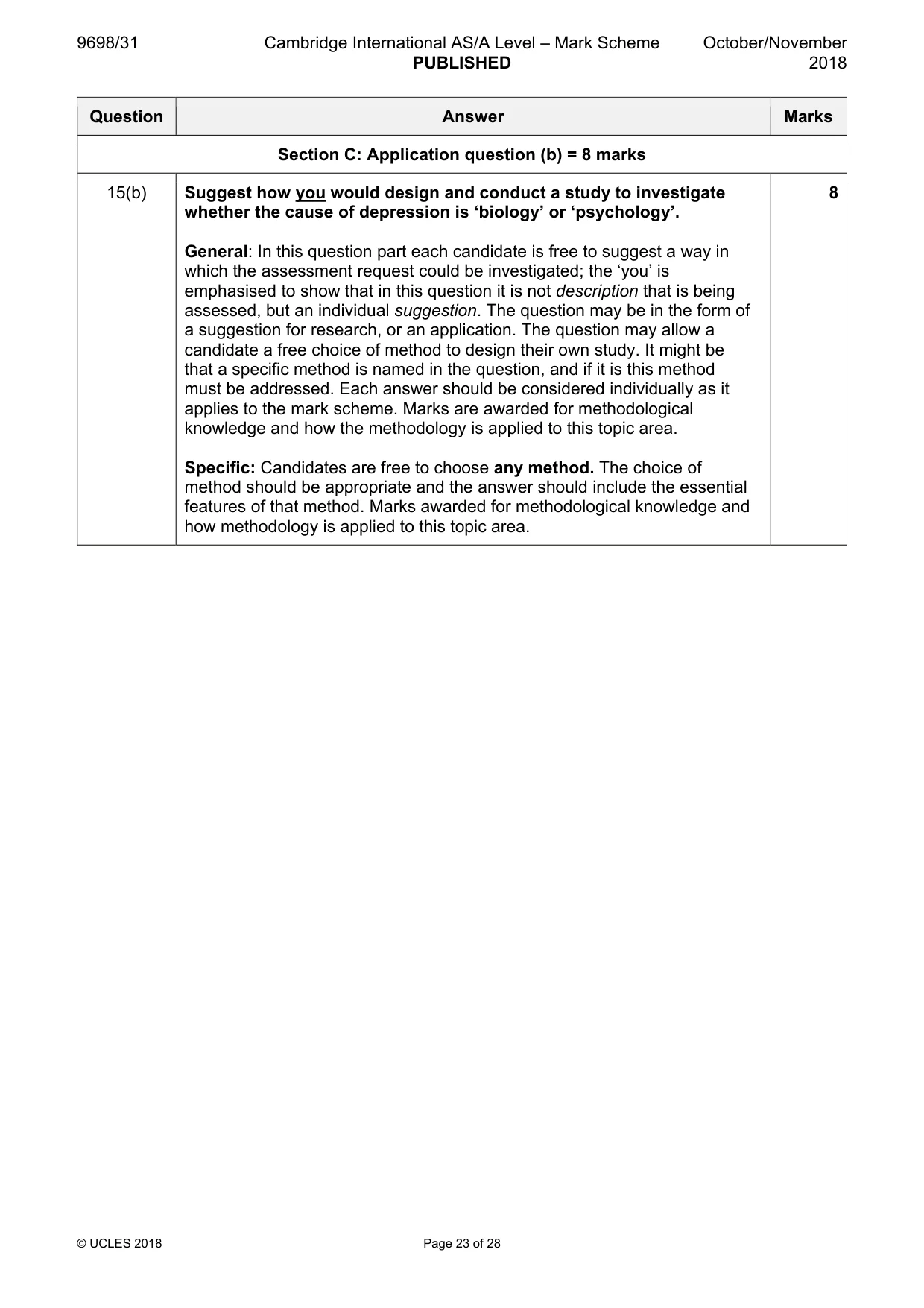 Mark scheme, page 23 of 28
