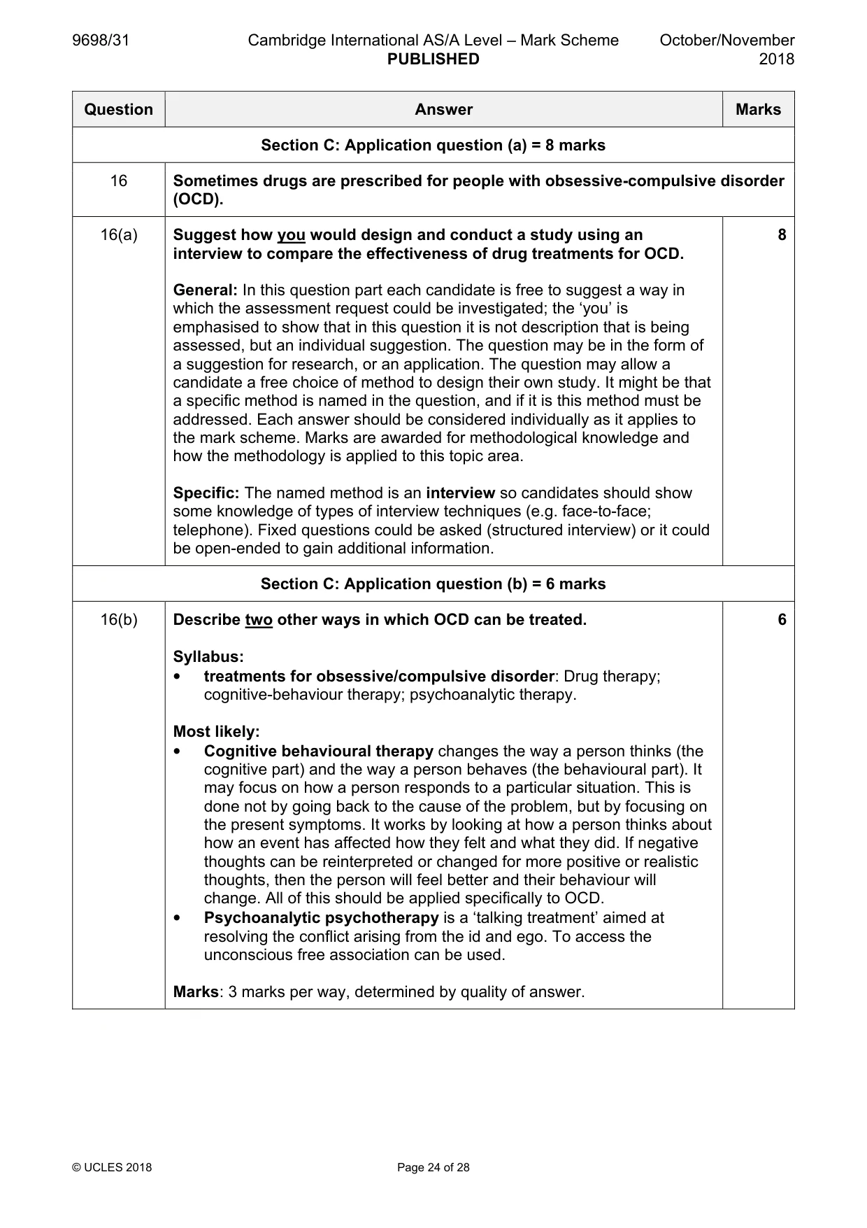 Mark scheme, page 24 of 28