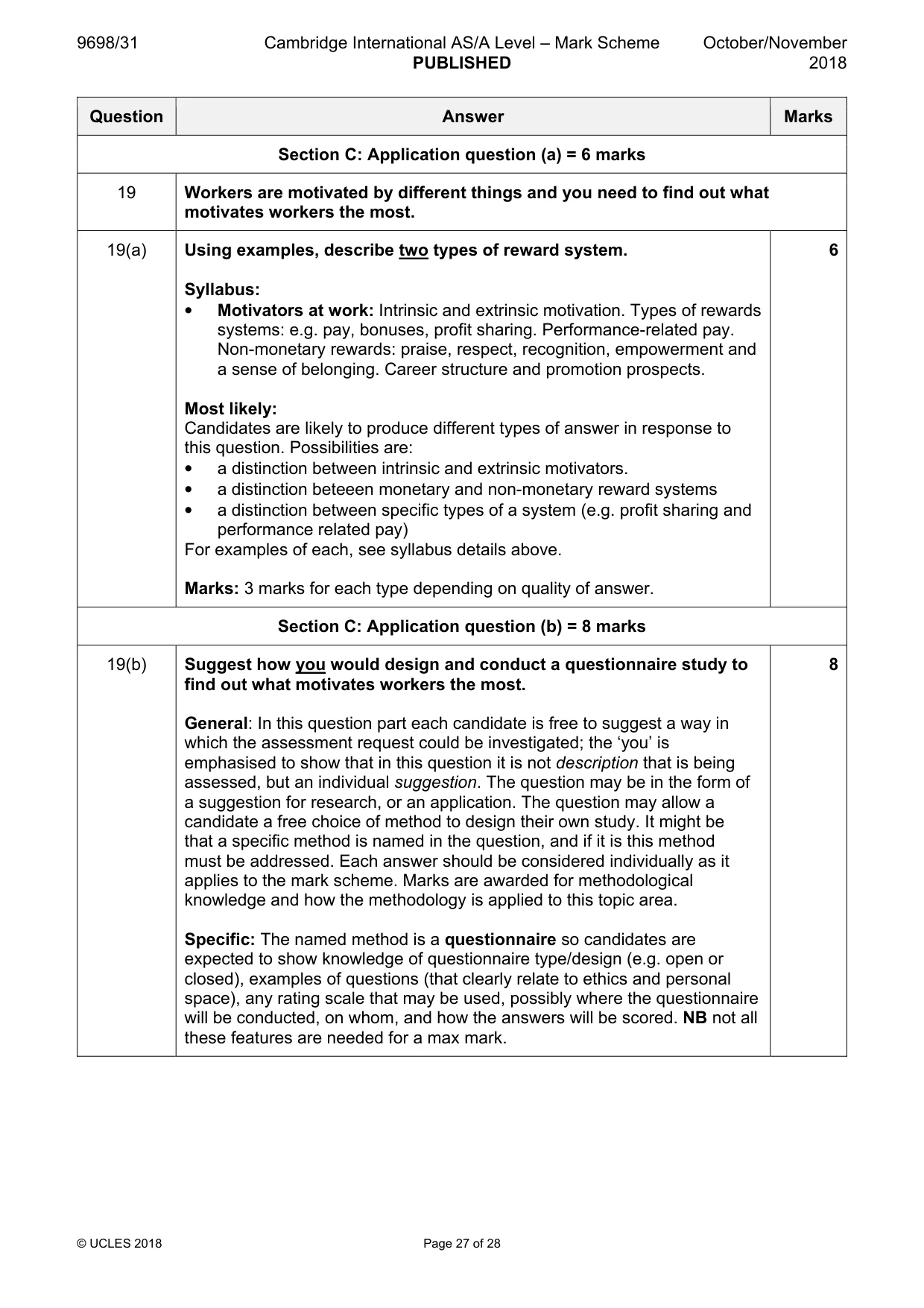 Mark scheme, page 27 of 28