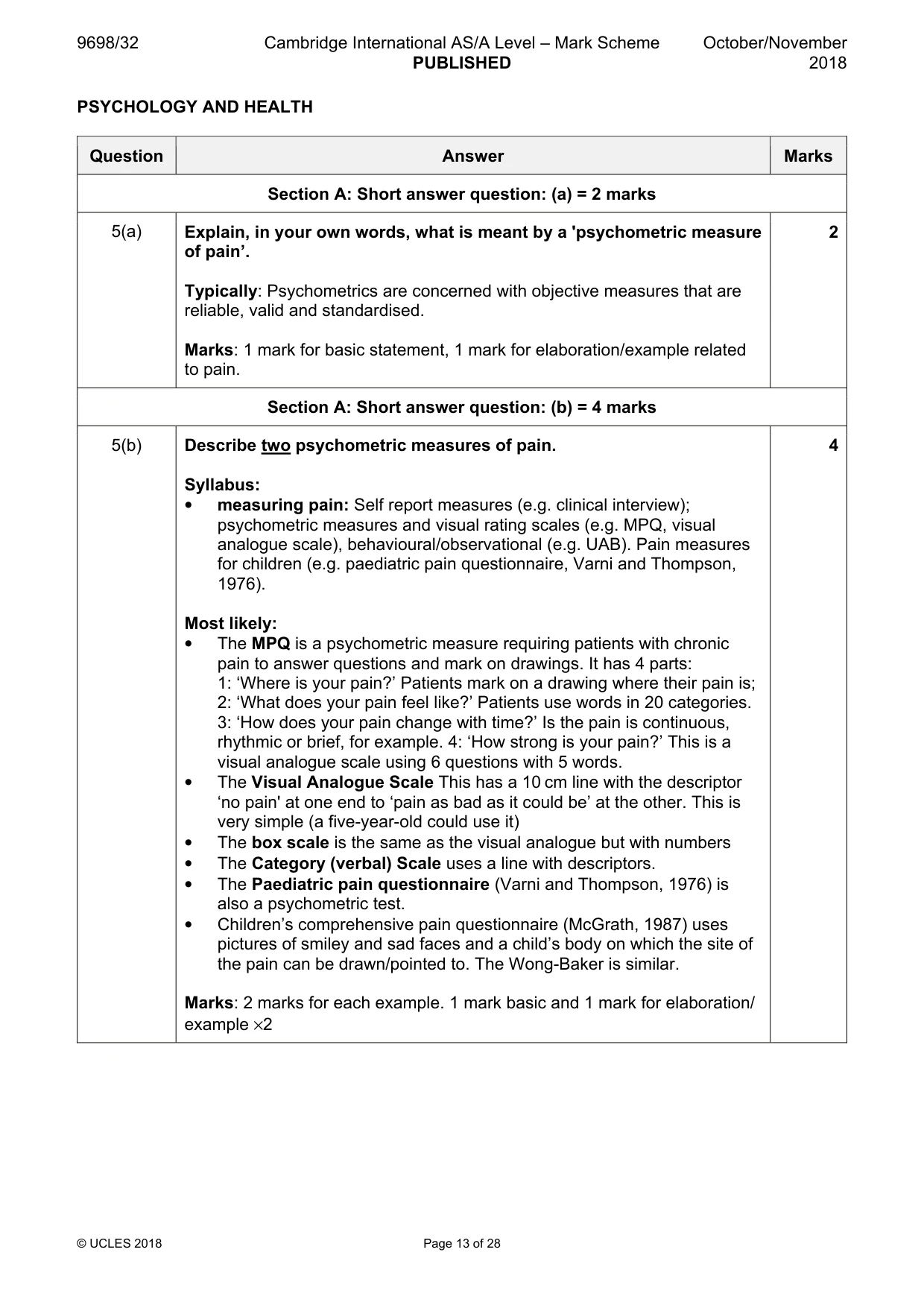 Mark scheme, page 13 of 28