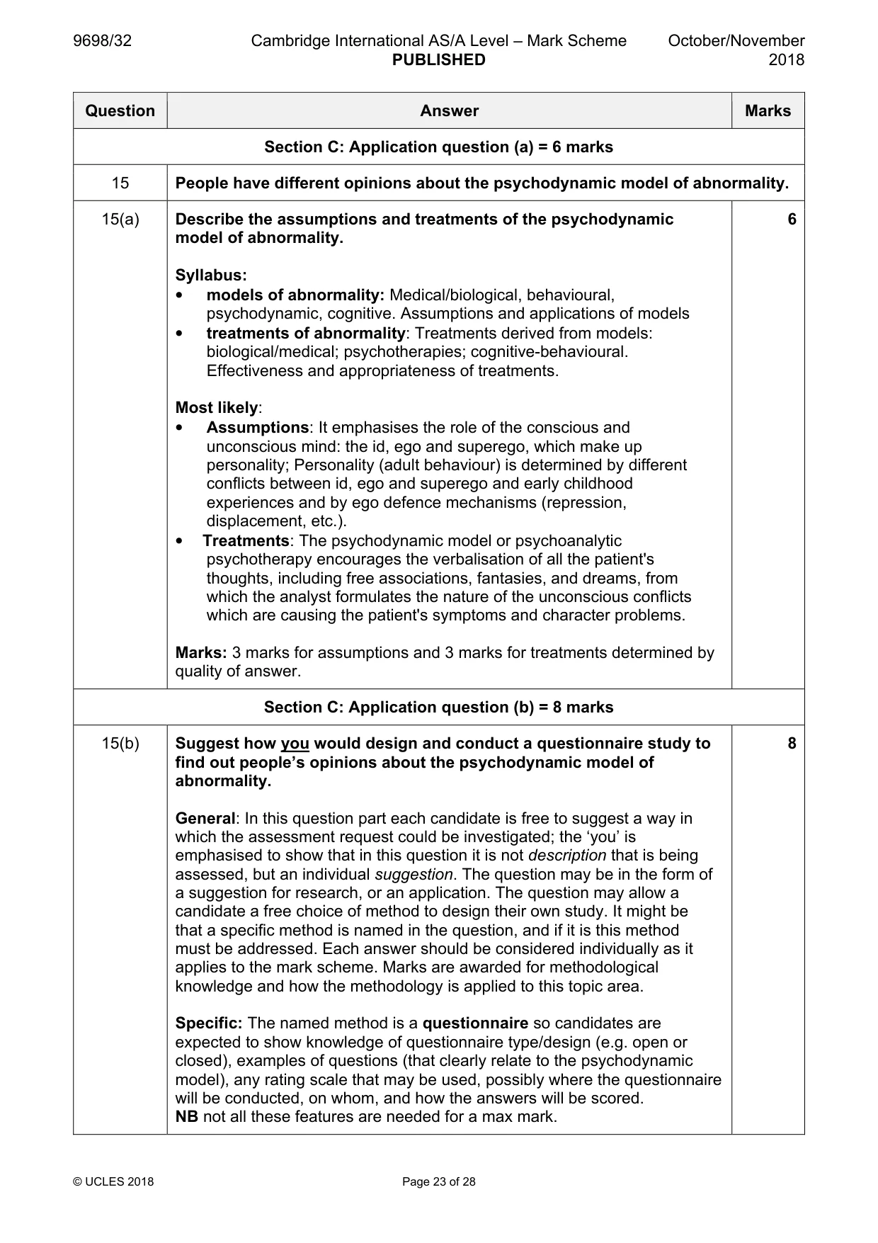 Mark scheme, page 23 of 28
